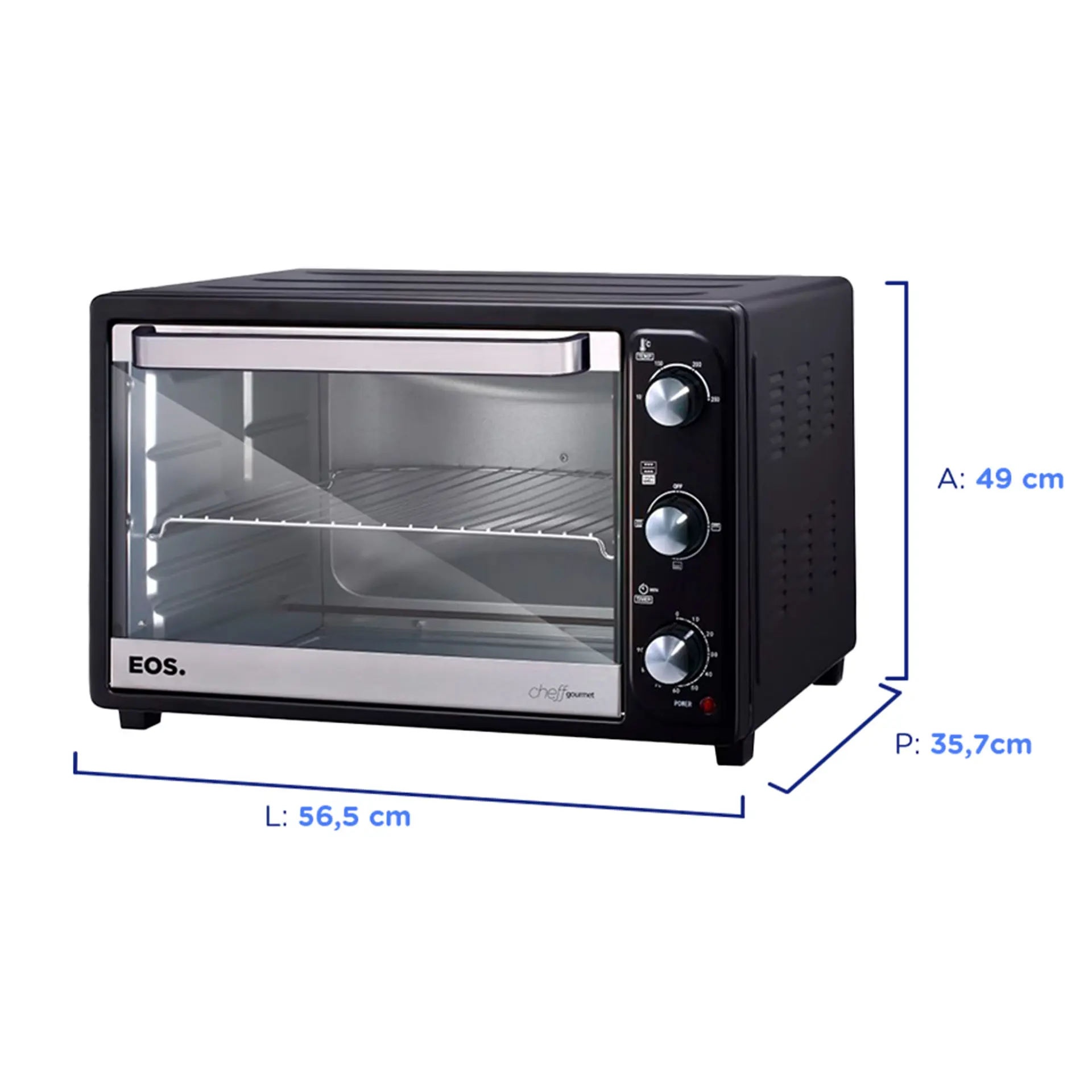 Forno Elétrico de Bancada 60L EOS Cheff Gourmet Grill Timer EFE60PP - Preto - 110 Volts