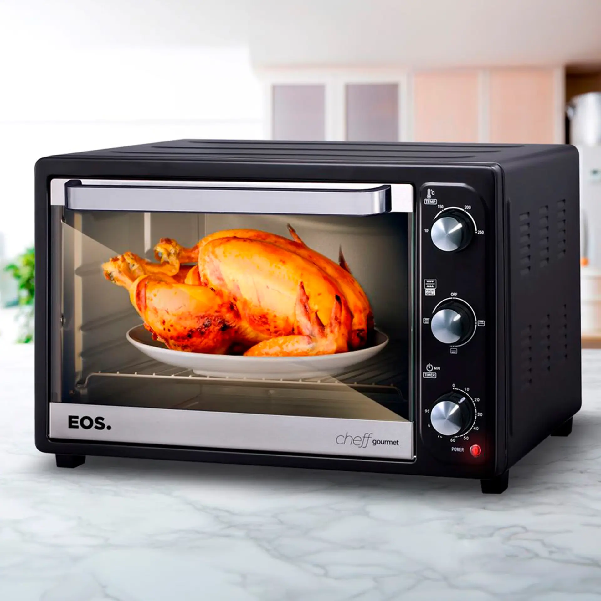 Forno Elétrico de Bancada 60L EOS Cheff Gourmet Grill Timer EFE60PP - Preto - 110 Volts