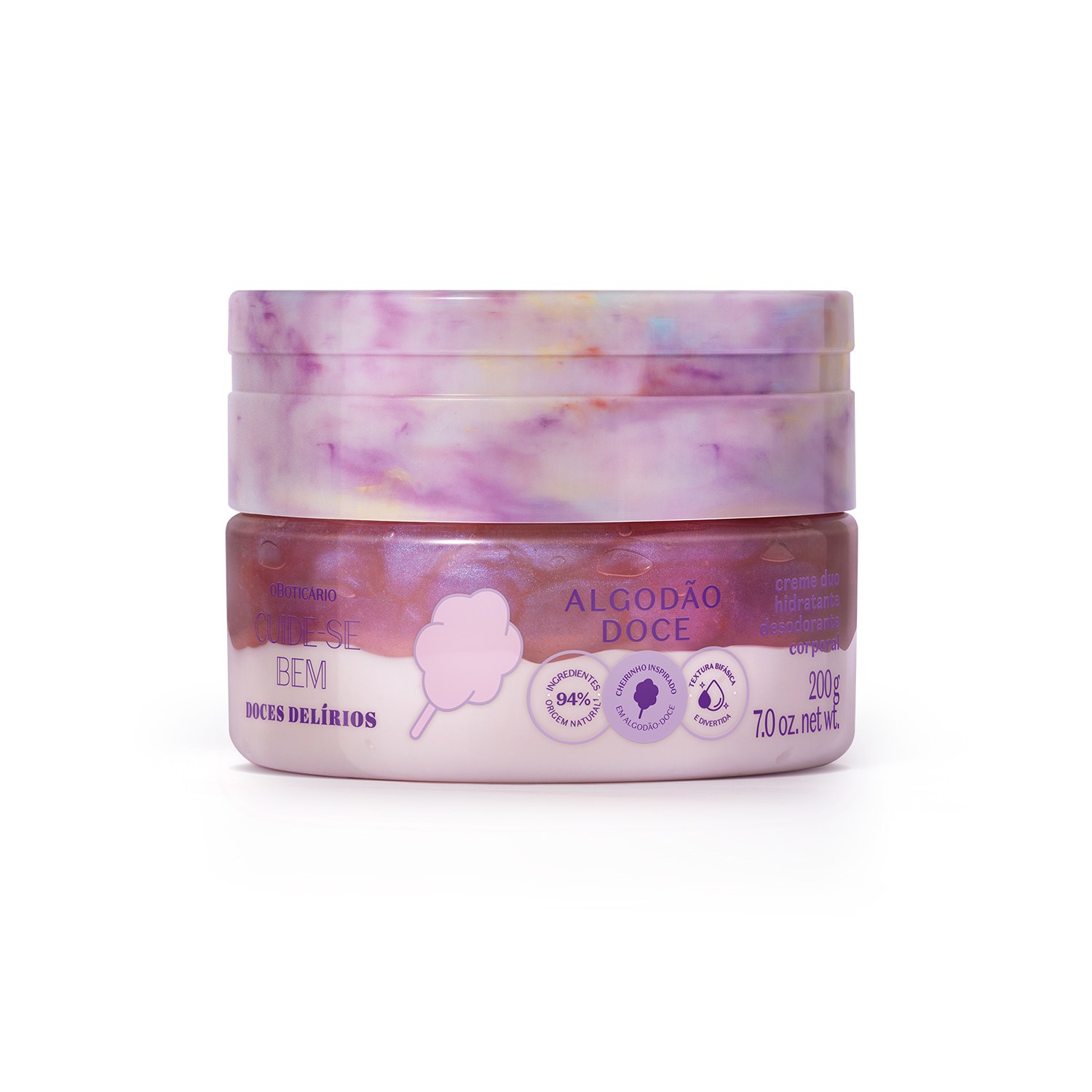 Cuide-se Bem Doces Delírios Algodão Doce: Body Splash 200ml +Creme Duo Desodorante Hidratante 200g