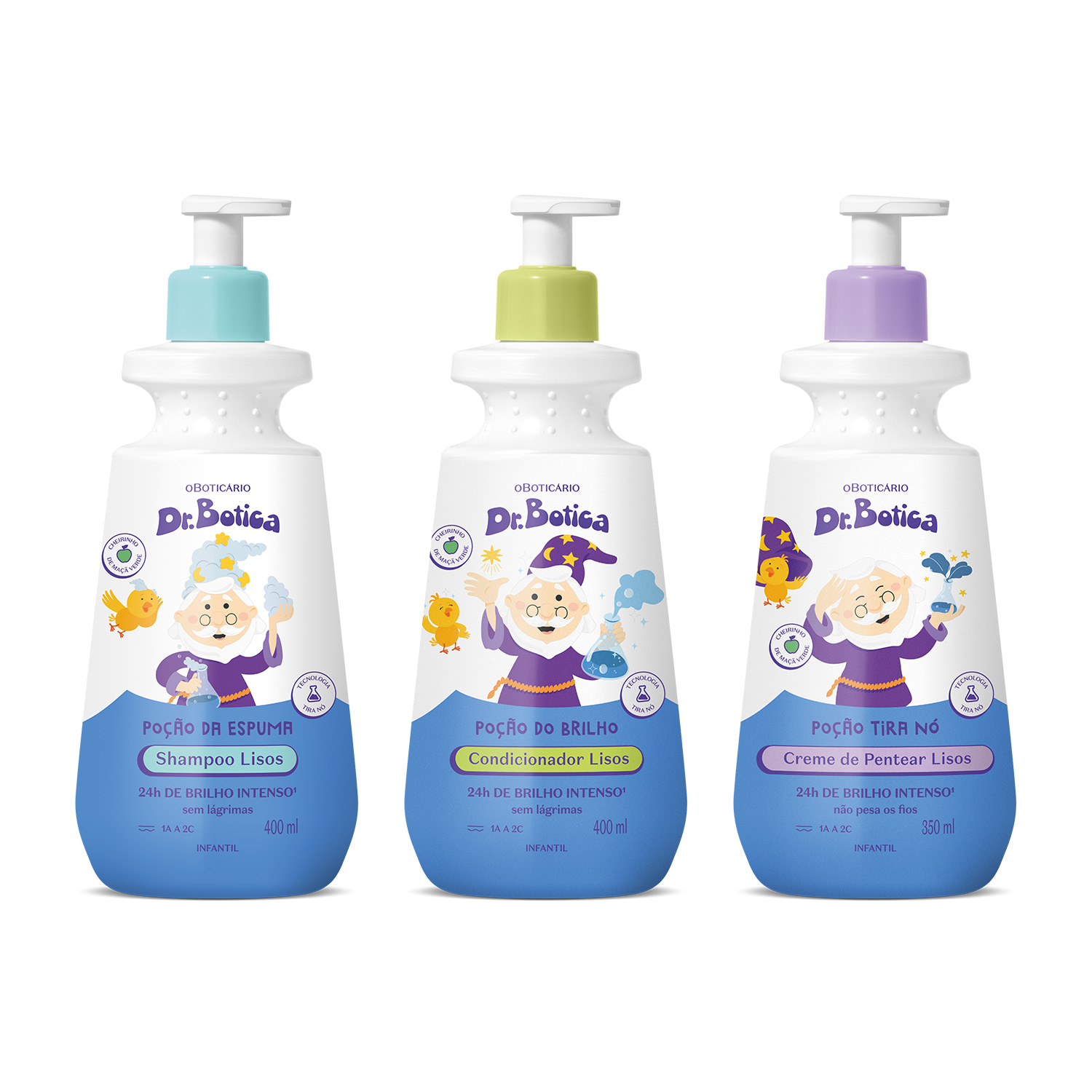Combo Dr. Botica Cabelos Lisos 1A 2C: Shampoo Infantil 400ml + Condicionador Infantil 400ml + Creme Para Pentear Infantil 350ml