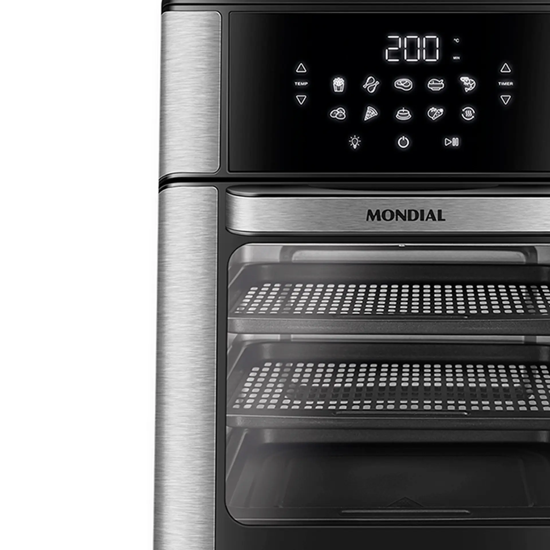 Fritadeira Elétrica Air Fryer Mondial Oven AFON-12L-BI 12L 2000W - Preto/Inox - 110 Volts