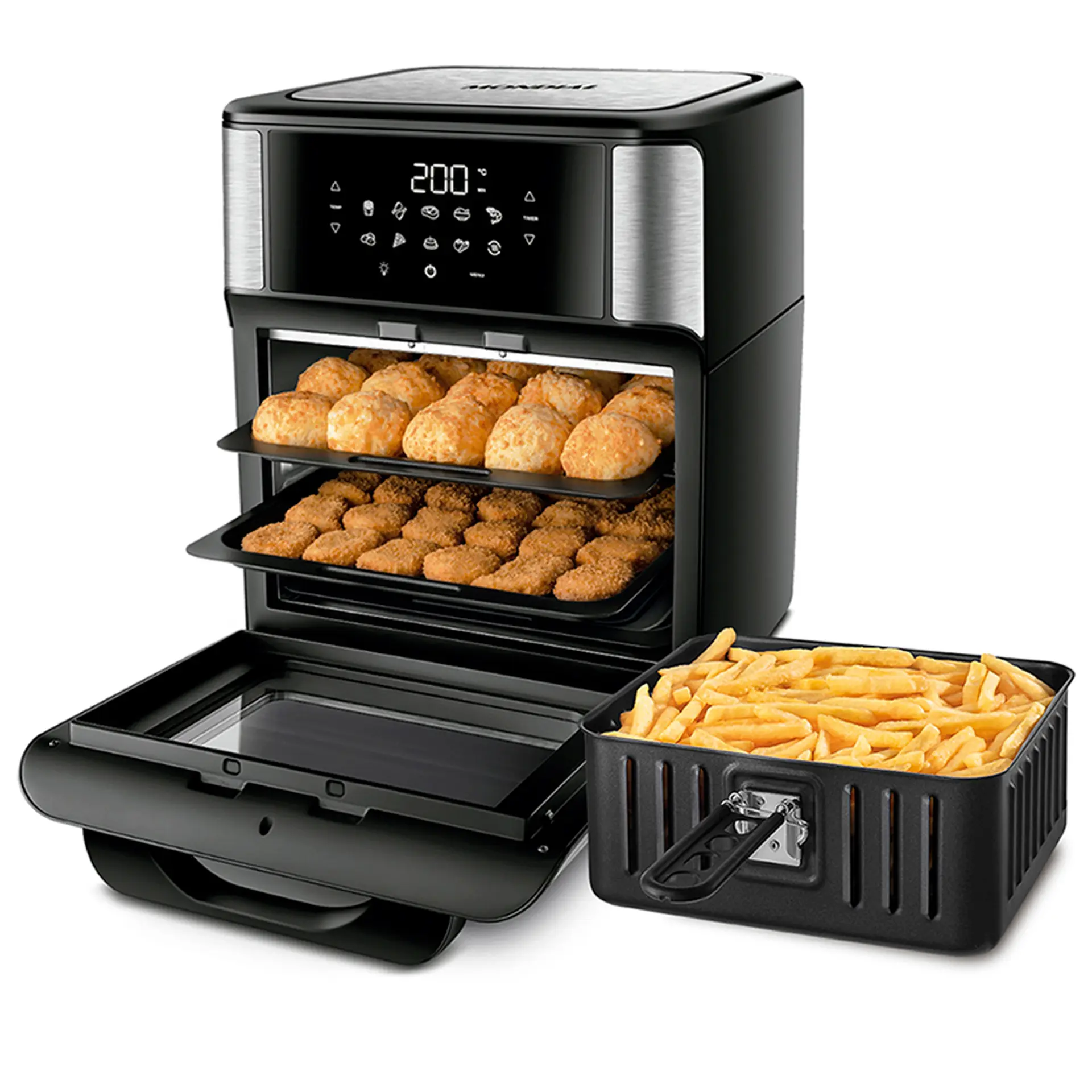 Fritadeira Elétrica Air Fryer Mondial Oven AFON-12L-BI 12L 2000W - Preto/Inox - 110 Volts
