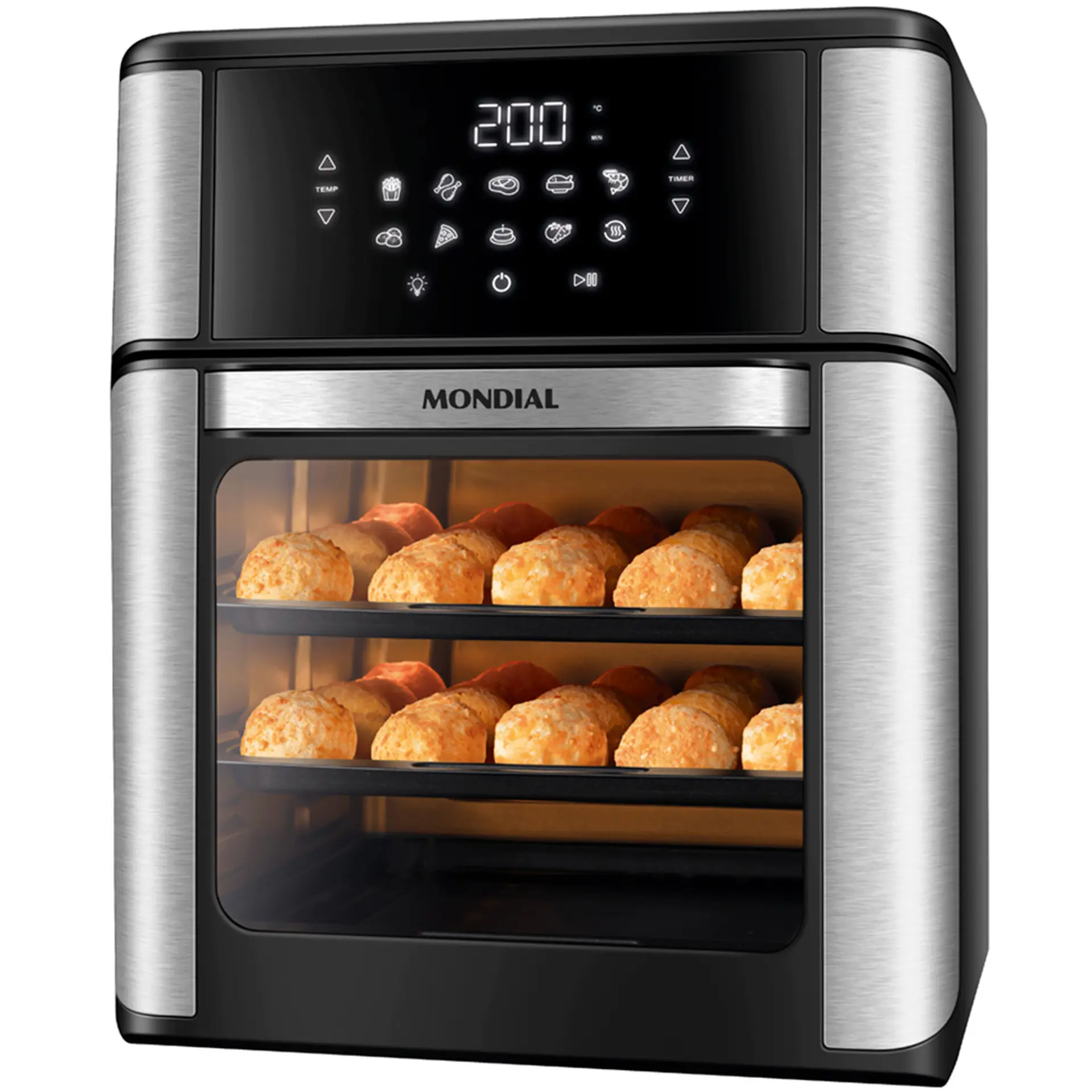 Fritadeira Elétrica Air Fryer Mondial Oven AFON-12L-BI 12L 2000W - Preto/Inox - 110 Volts