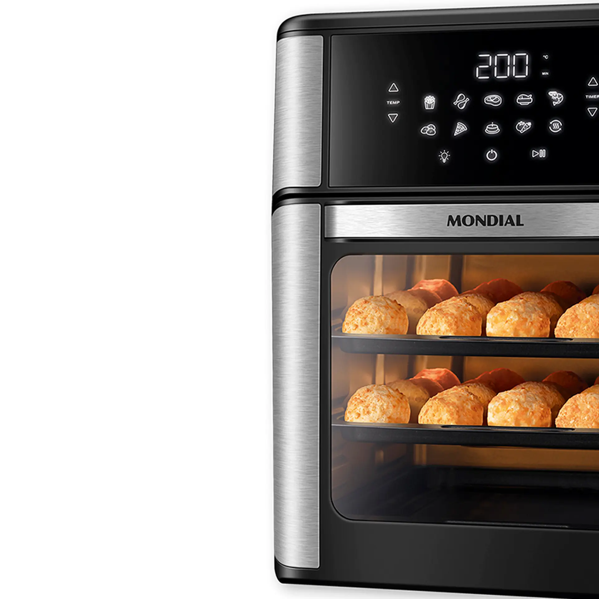 Fritadeira Elétrica Air Fryer Mondial Oven AFON-12L-BI 12L 2000W - Preto/Inox - 110 Volts