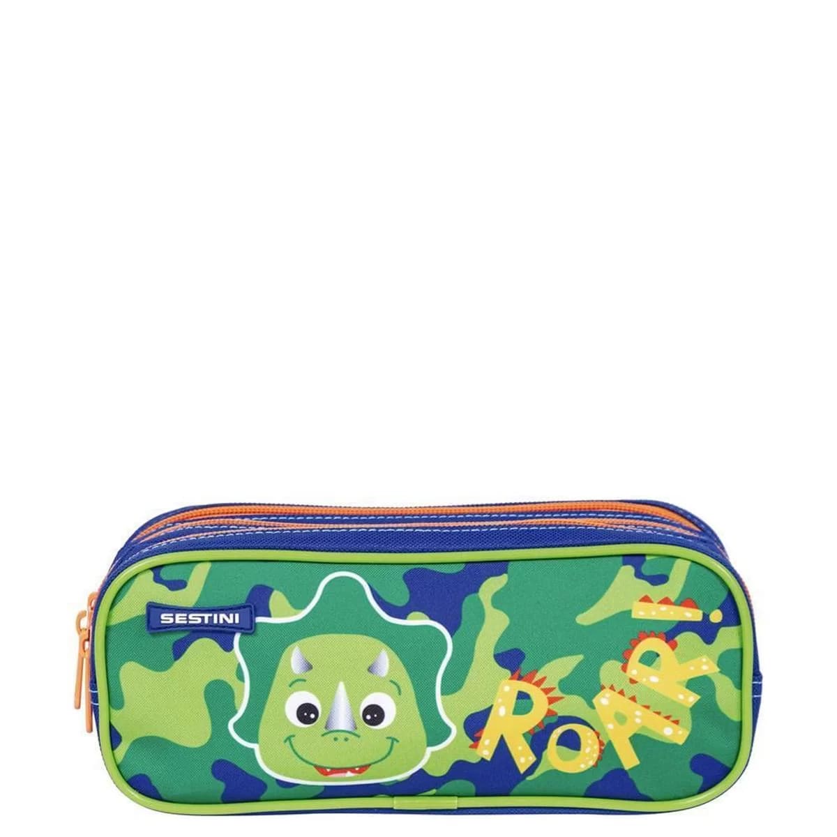 Estojo Escolar Sestini Médio Pets x Dino 3 Divisórias