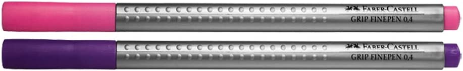 Caneta hidrográfica Faber Castell Grip Finepen com 2 Cores Rosa e Roxa