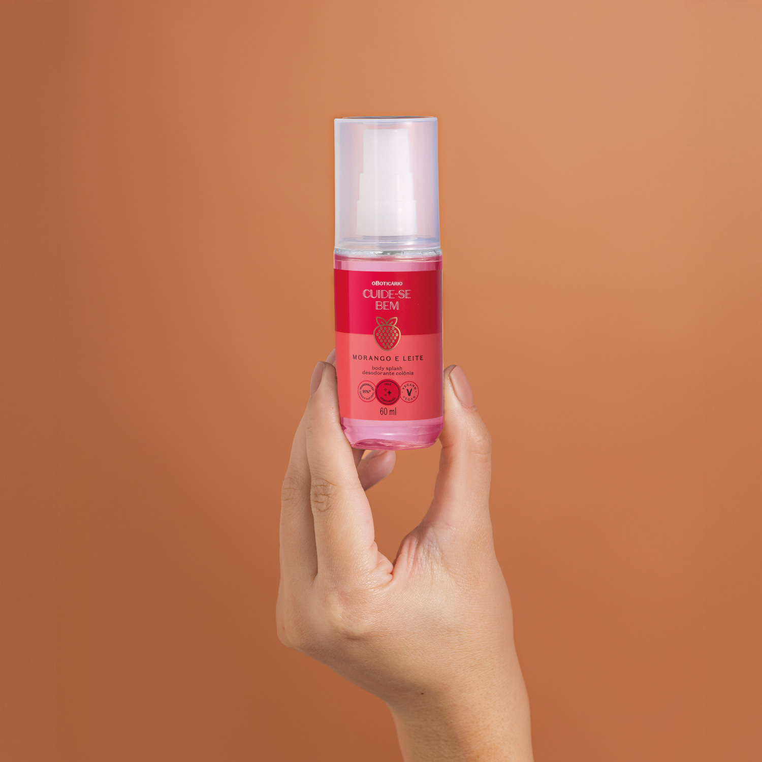 Body Splash Desodorante Colônia Cuide-se Bem Morango e Leite 60ml