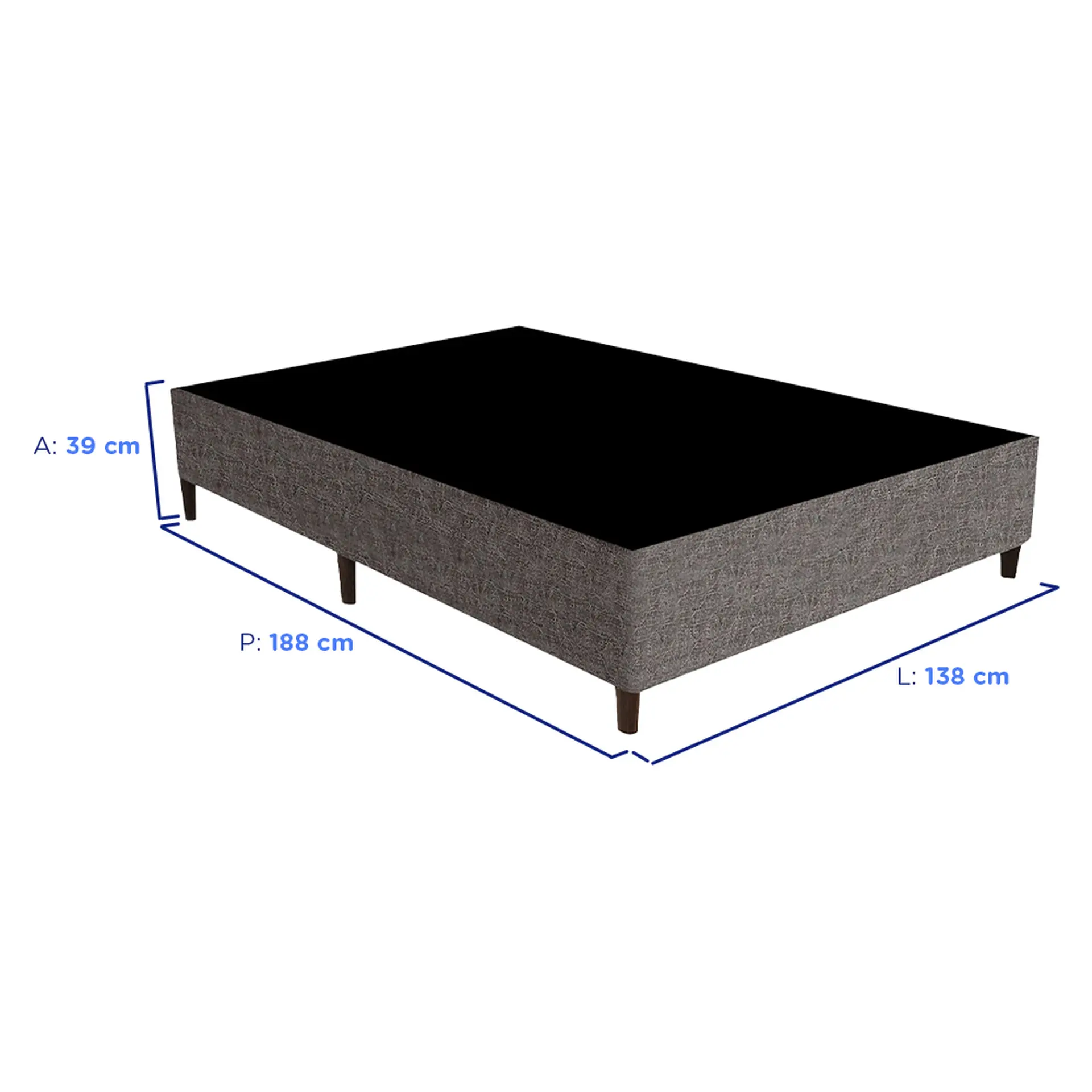 Base Cama Box Gazin Casal Poliéster Bordado 138x188 - Marrom Claro