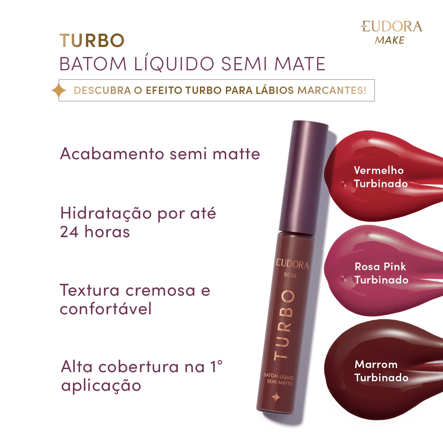 Batom Líquido Vermelho Turbinado Semi Mate Turbo SOUL 5ml