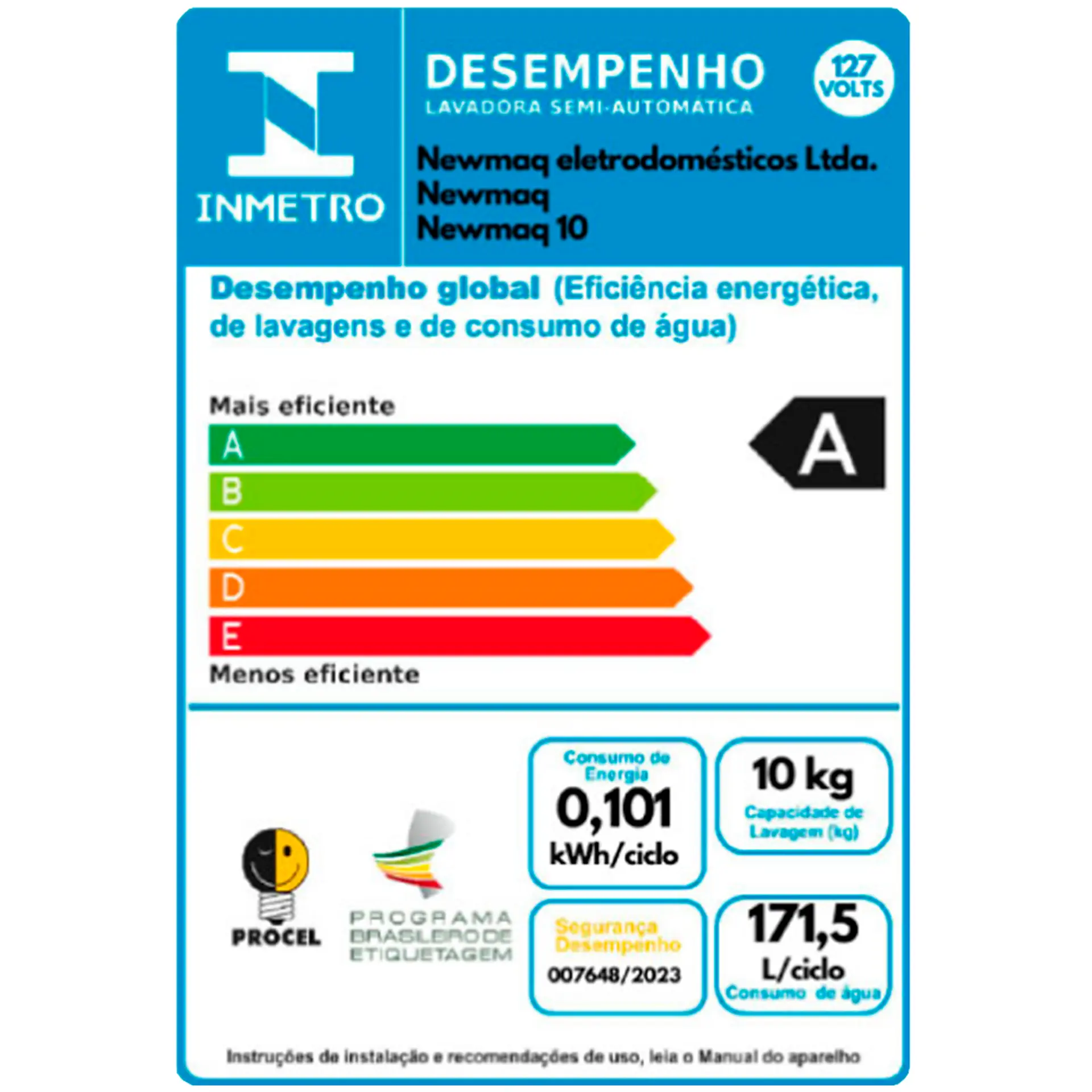 Tanquinho Newmaq 10kg Semiautomático com Big Dispenser - Branco - 110 Volts