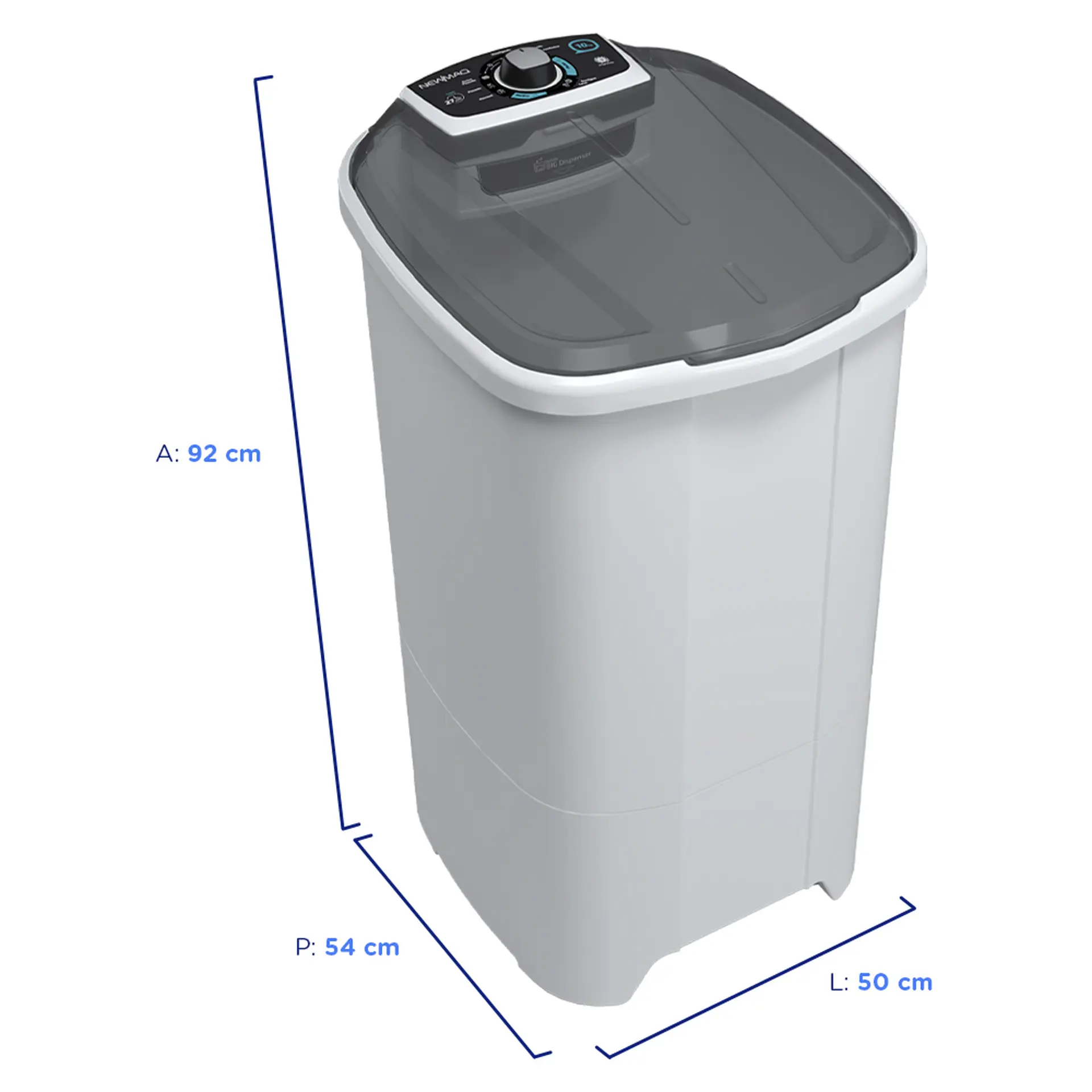 Tanquinho Newmaq 10kg Semiautomático com Big Dispenser - Branco - 110 Volts