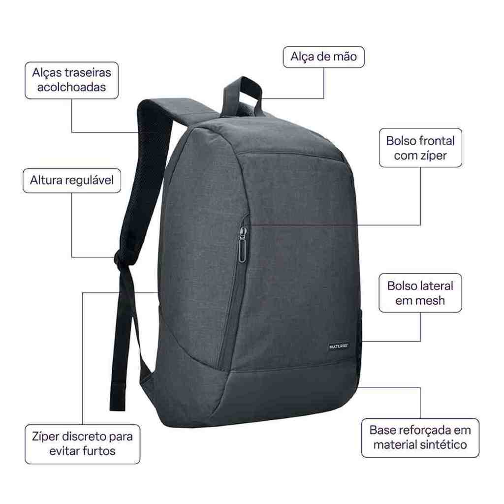 Mochila para Notebook 15,6 Polegadas Safe Preto Multi BO426