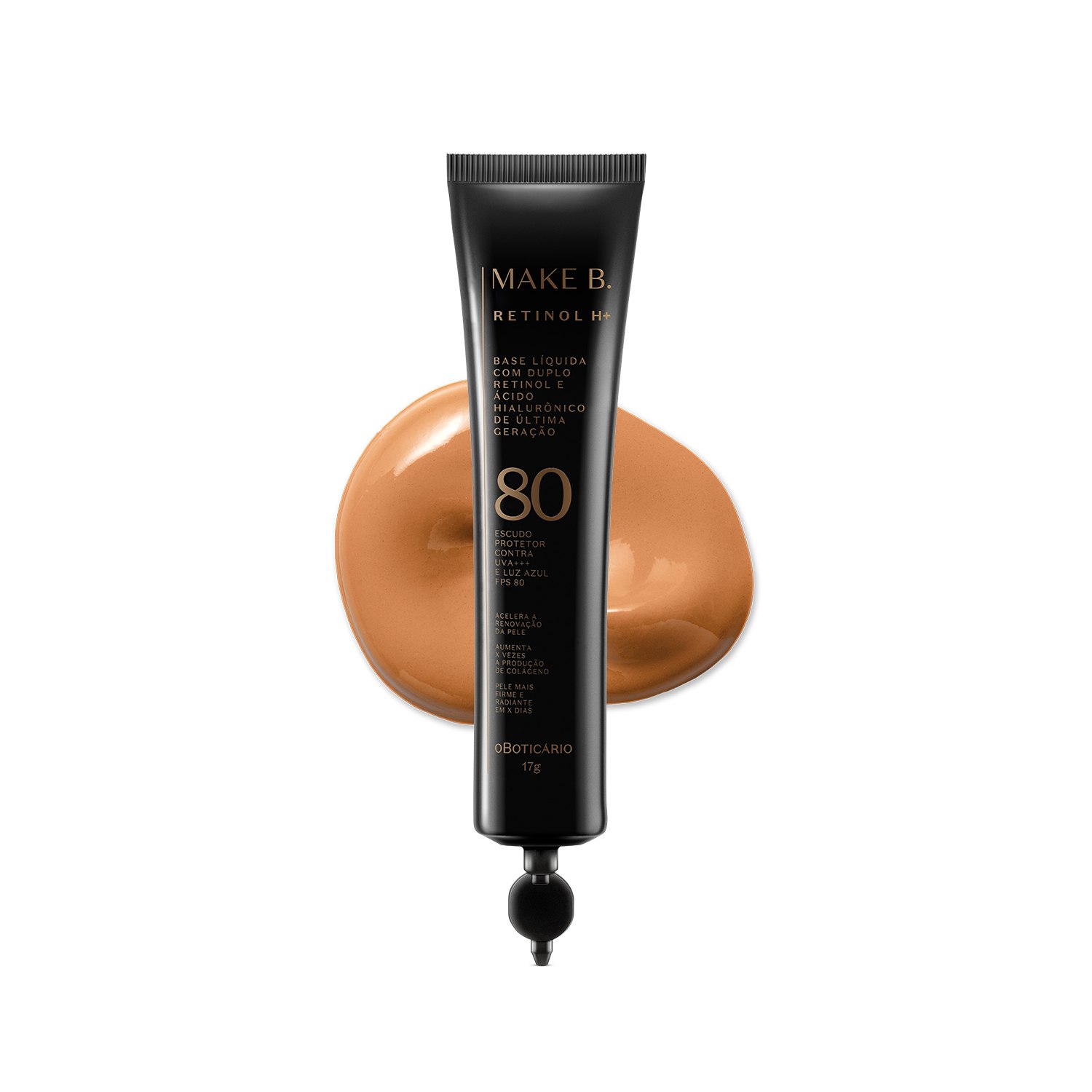 Refil Base Líquida Cor 50 com FPS 80 Make B. Retinol H+ 26g