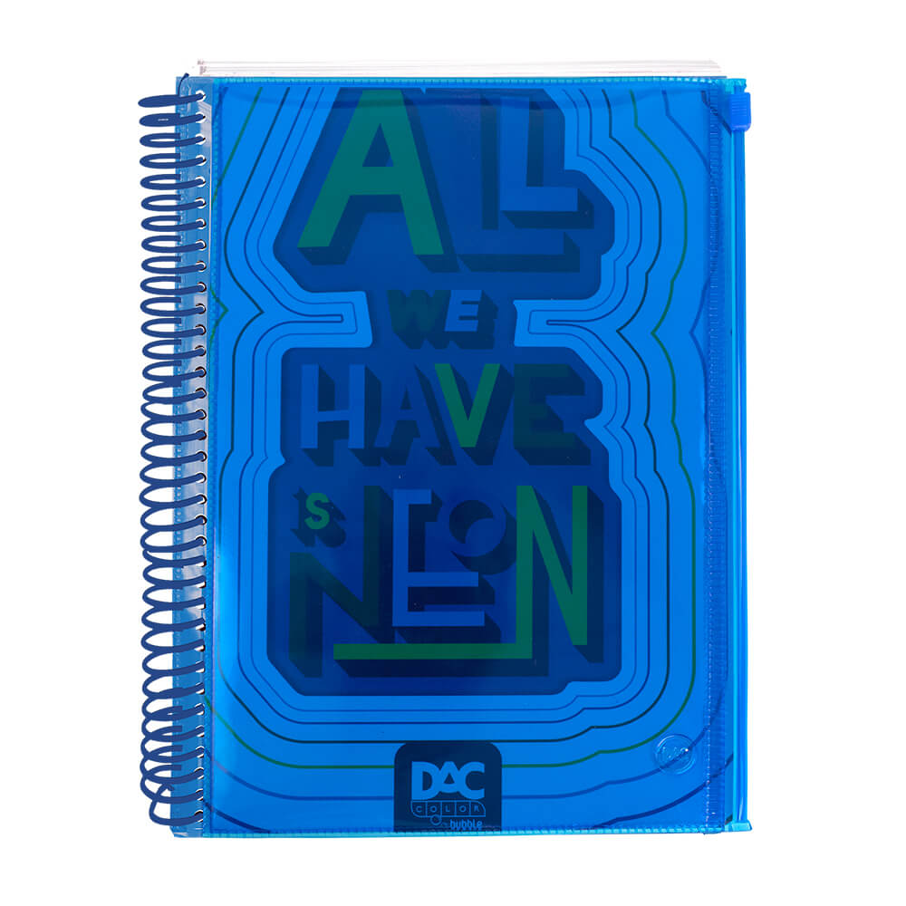Caderno Universitário DAC Color Bubble Colegial Capa Dura 160 Folhas com 10 Matérias Azul