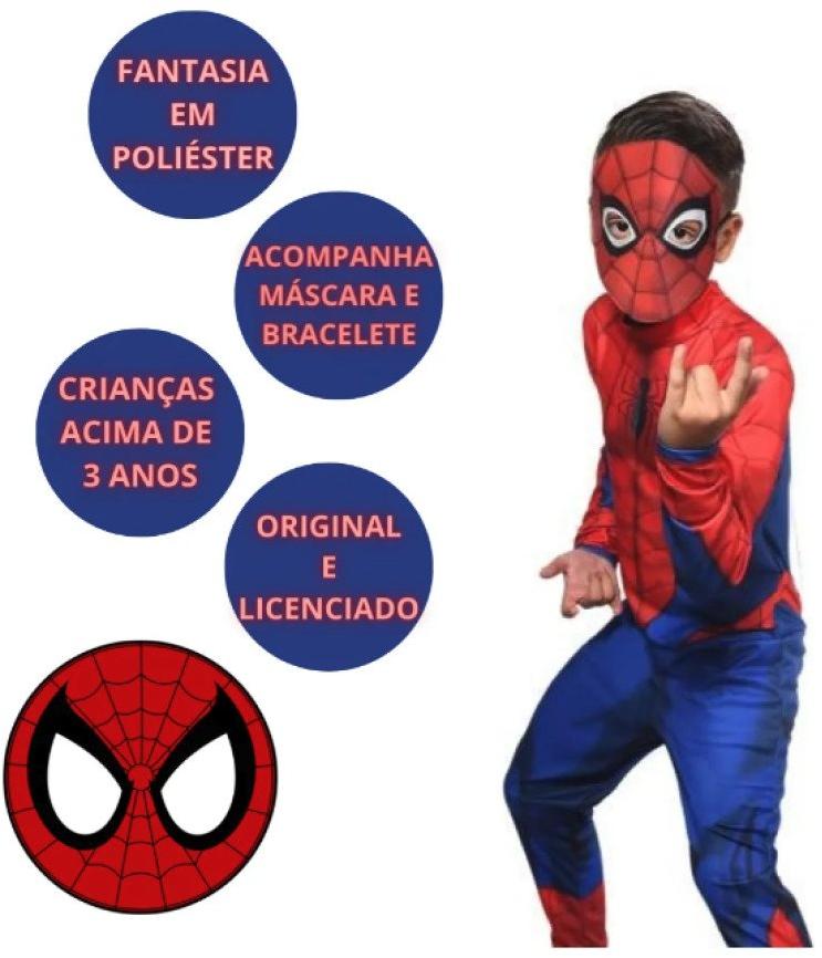 Fantasia Infantil Homem Aranha Marvel Tam M Super Magia