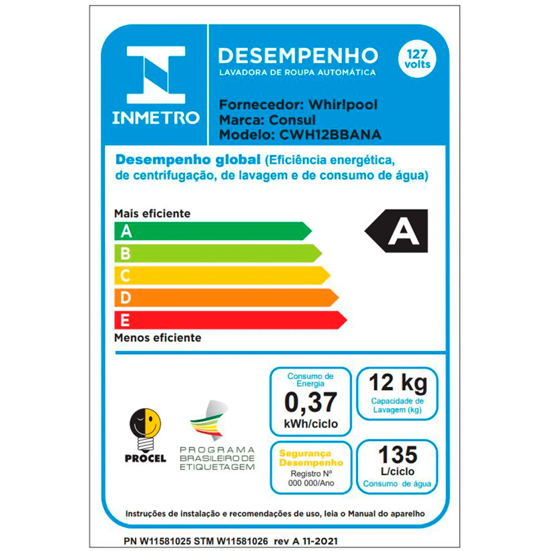 Máquina de Lavar Consul 12Kg Automática Ciclo Edredom Cesto Inox CWH12BB - Branco - 110 Volts