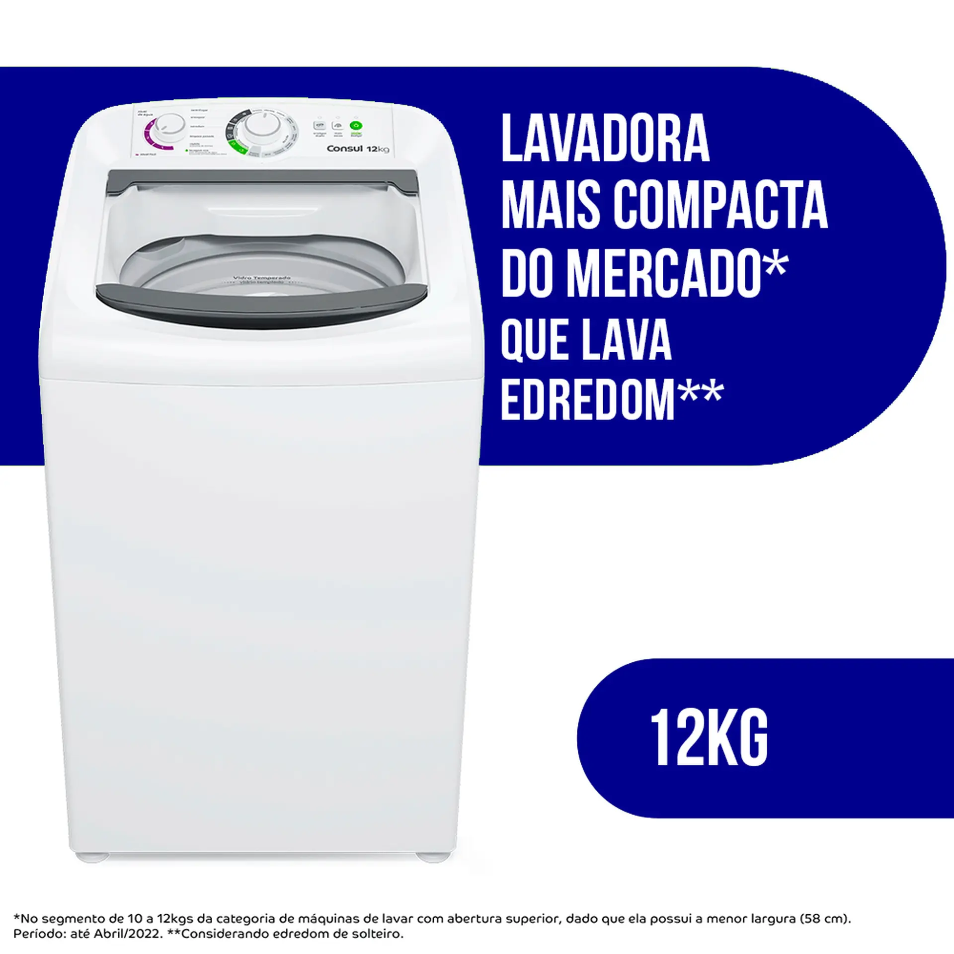 Máquina de Lavar Consul 12Kg Automática Ciclo Edredom Cesto Inox CWH12BB - Branco - 110 Volts