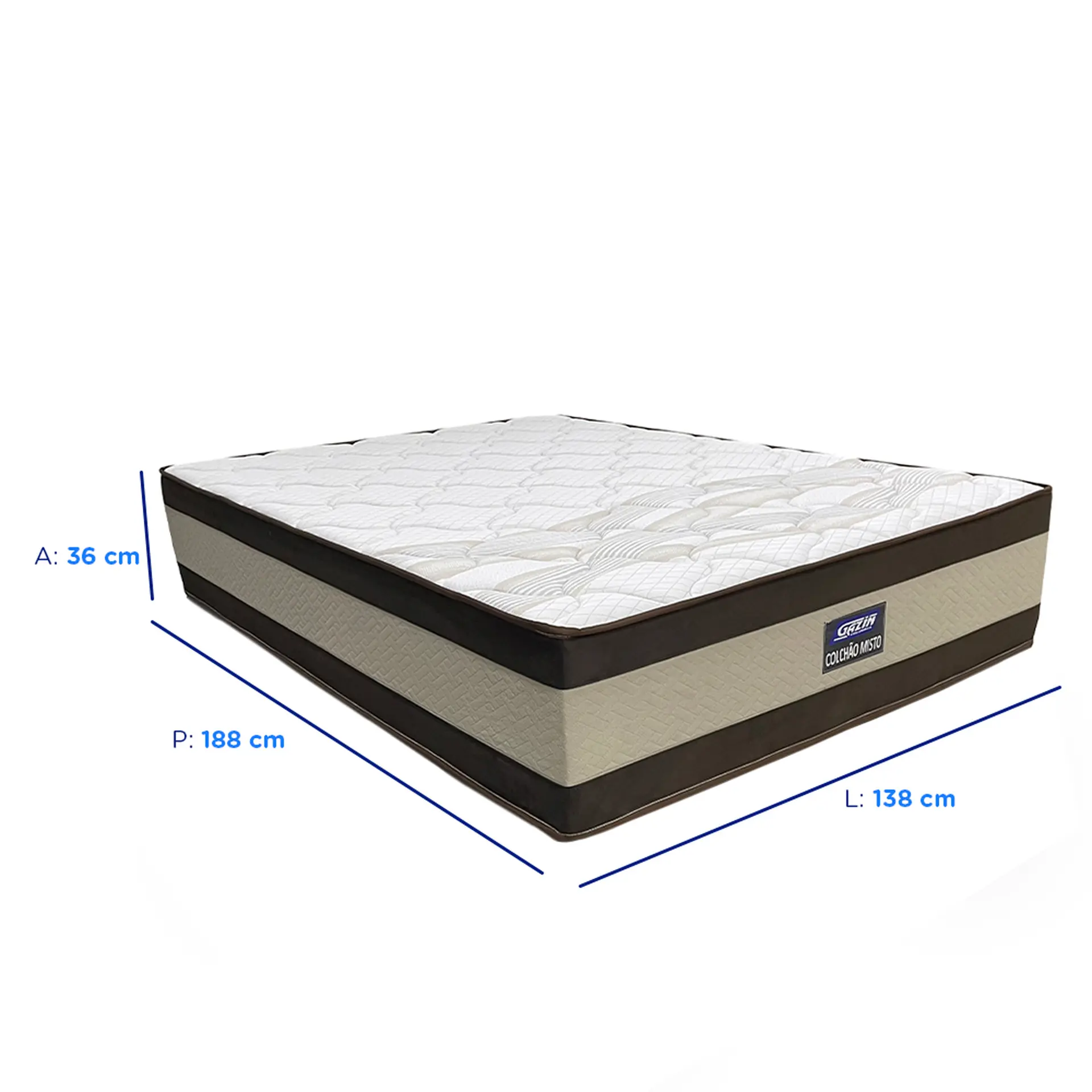 Colchão Casal Espuma D40 Gazin Misto Duo Extra 138x188 - Marrom