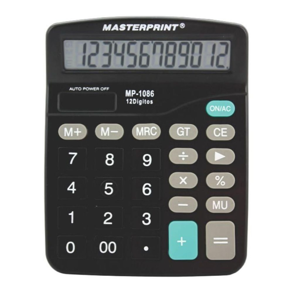 Calculadora Eletrônica de Mesa 12 Dígitos Preto Masterprint Unitário MP1086