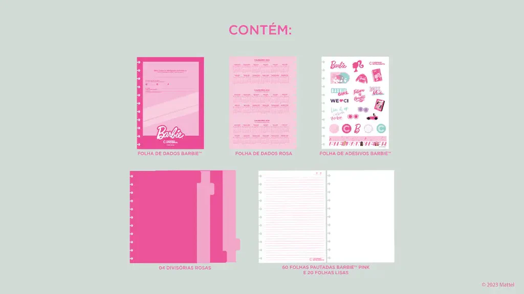 Caderno Inteligente Ci Barbie Pink Grande 60 Folhas com Pauta e 20 Folhas Lisas