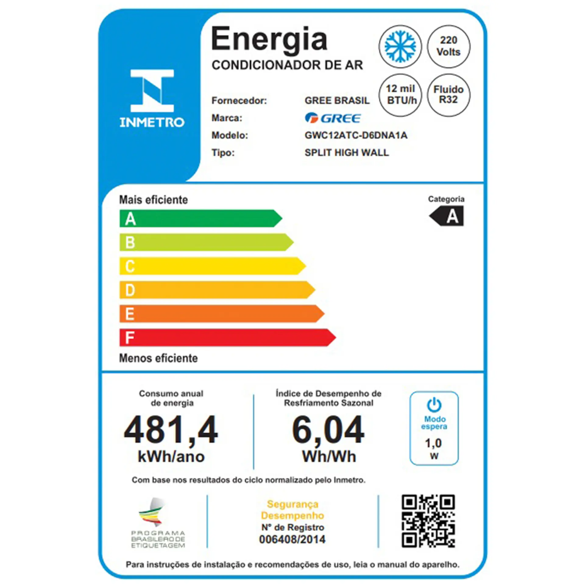 Ar Condicionado Split 12.000 BTUs G-TOP Auto Inverter Gree Frio - 220 Volts