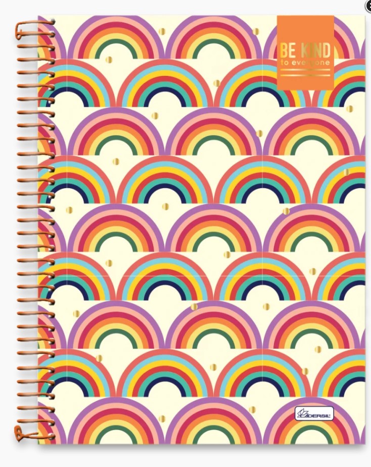 Caderno Universitário Cadersil BE KIND 20 matérias Capa Dura 320 Folhas Sortido