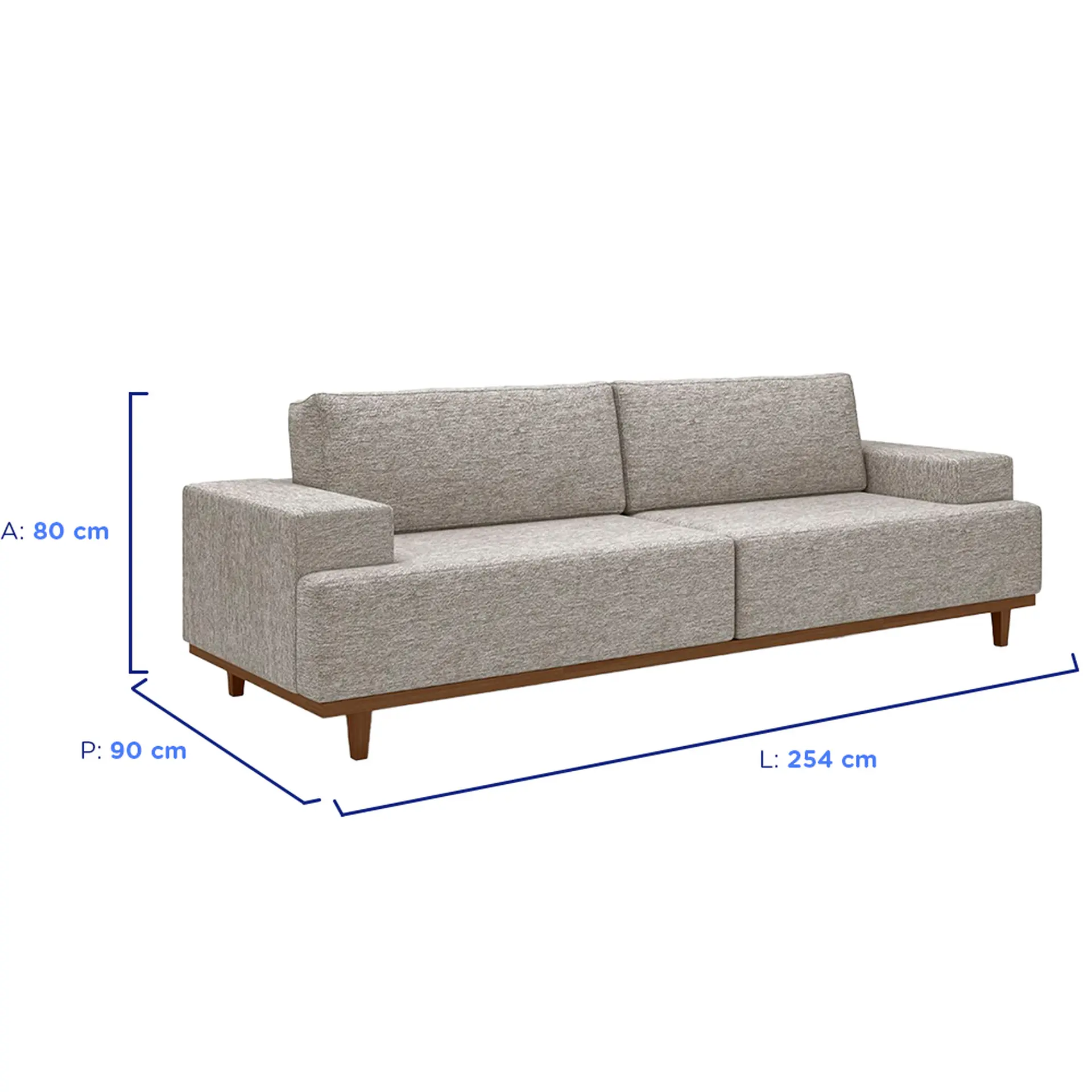 Sofá 3 Lugares 254cm Pluma Mumbai - Linho Bege