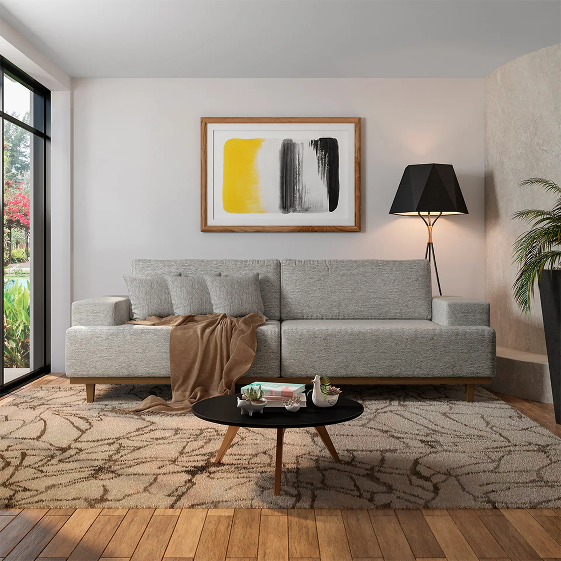 Sofá 3 Lugares 254cm Pluma Mumbai - Linho Bege