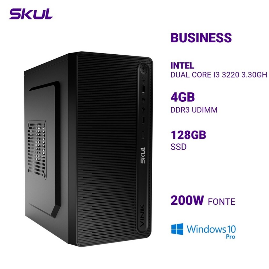 Micro Computador Skul Business B300 Core i3 3220 Memória 4 GB SSD 128 GB Windows10 Pro  sem Monitor -  B300 - 293700