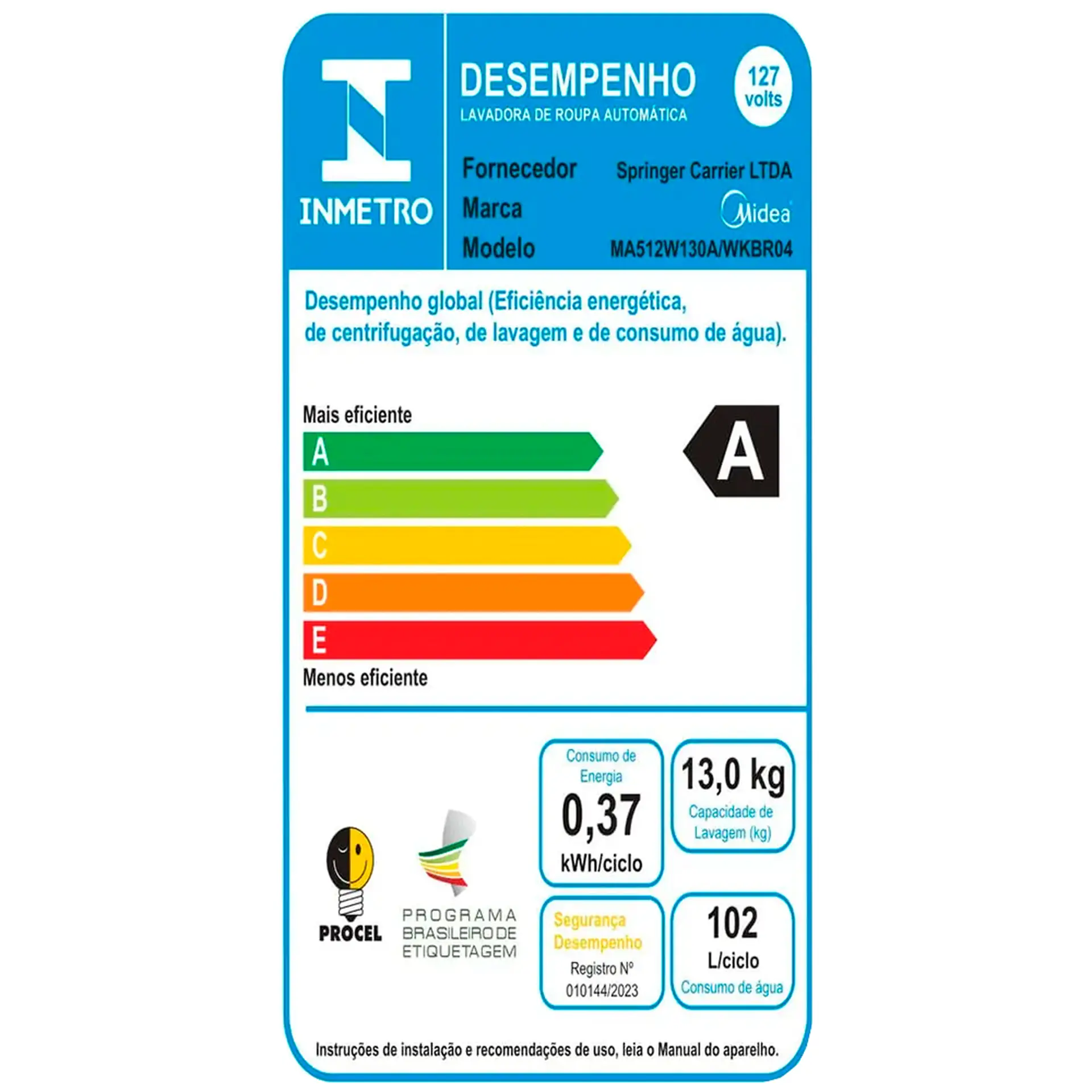 Máquina de Lavar Midea Wave Agitador 13kg Automática Cesto Inox - Branco - 110 Volts