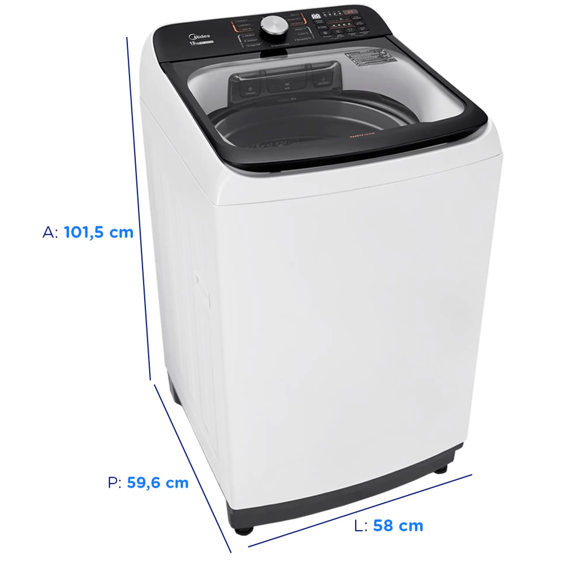 Máquina de Lavar Midea Wave Agitador 13kg Automática Cesto Inox - Branco - 110 Volts