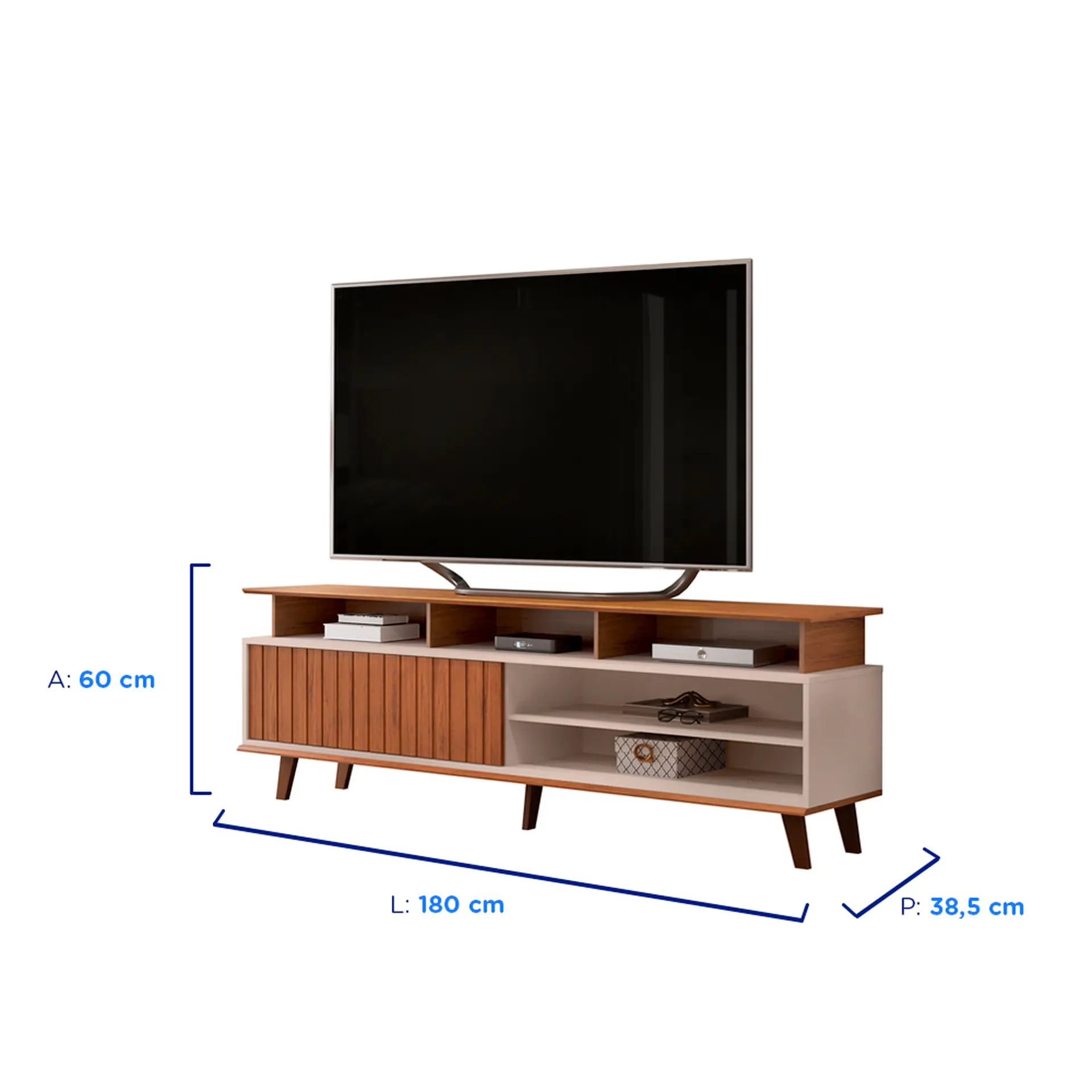 Rack para TV até 70" 1 Porta de Correr Flow DJ Móveis - Freijo/Off White