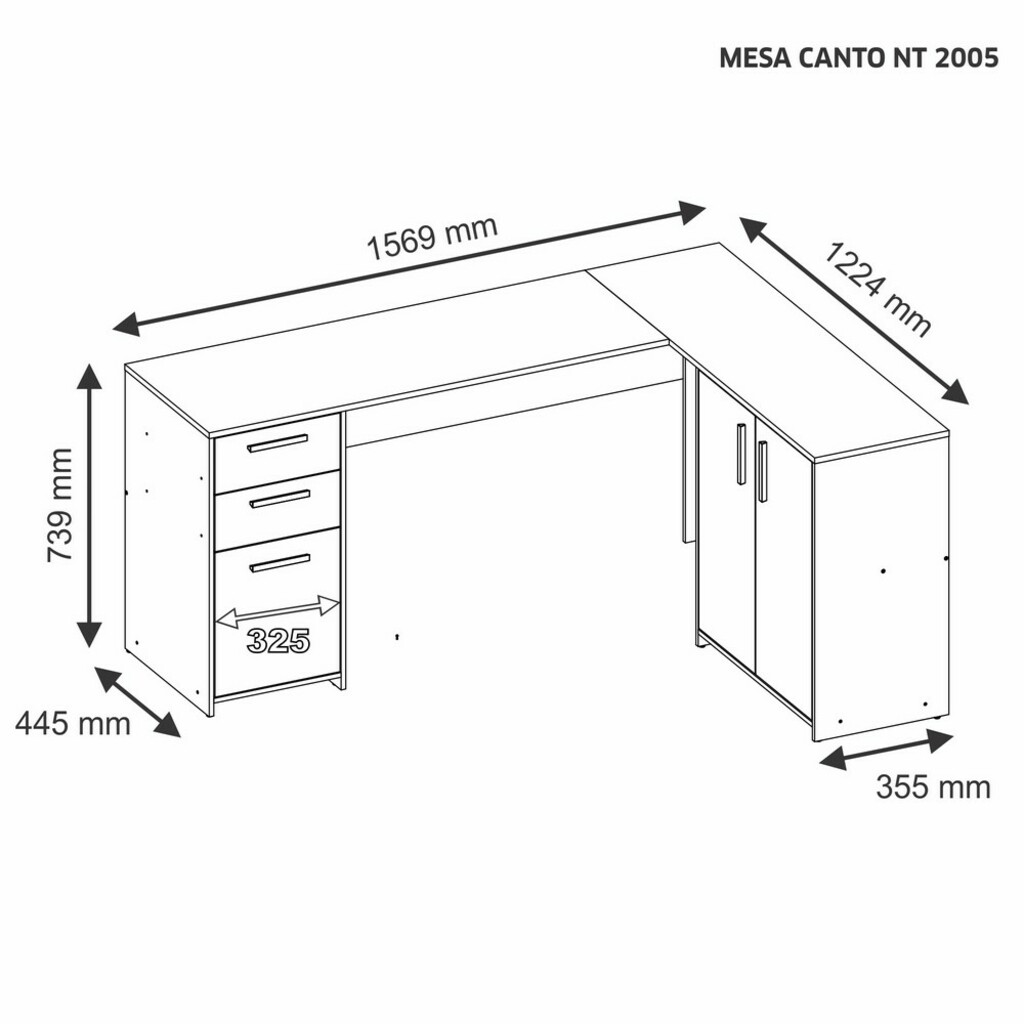 Mesa para Escritório 2 Gavetas 3 Portas Nogal Trend Notável Office - NT2005/313960