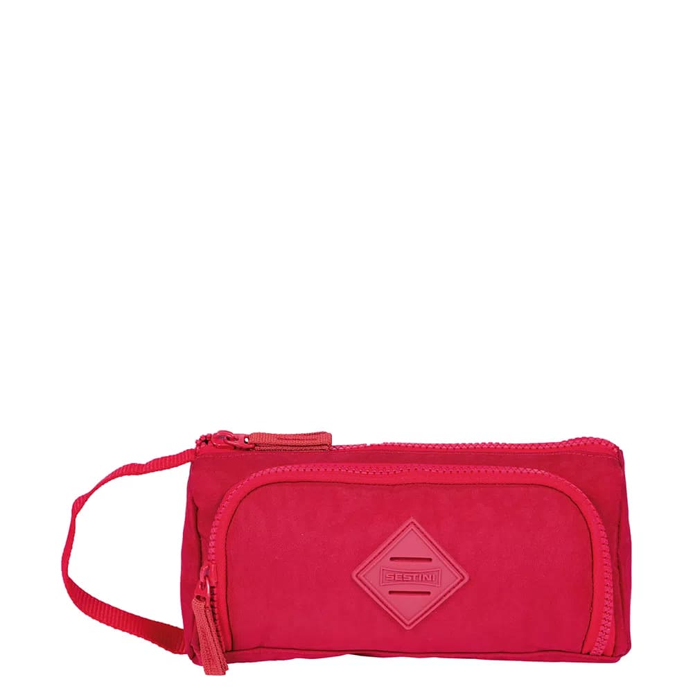 Estojo Escolar Sestini Crinkle Vermelho 3 Divisórias