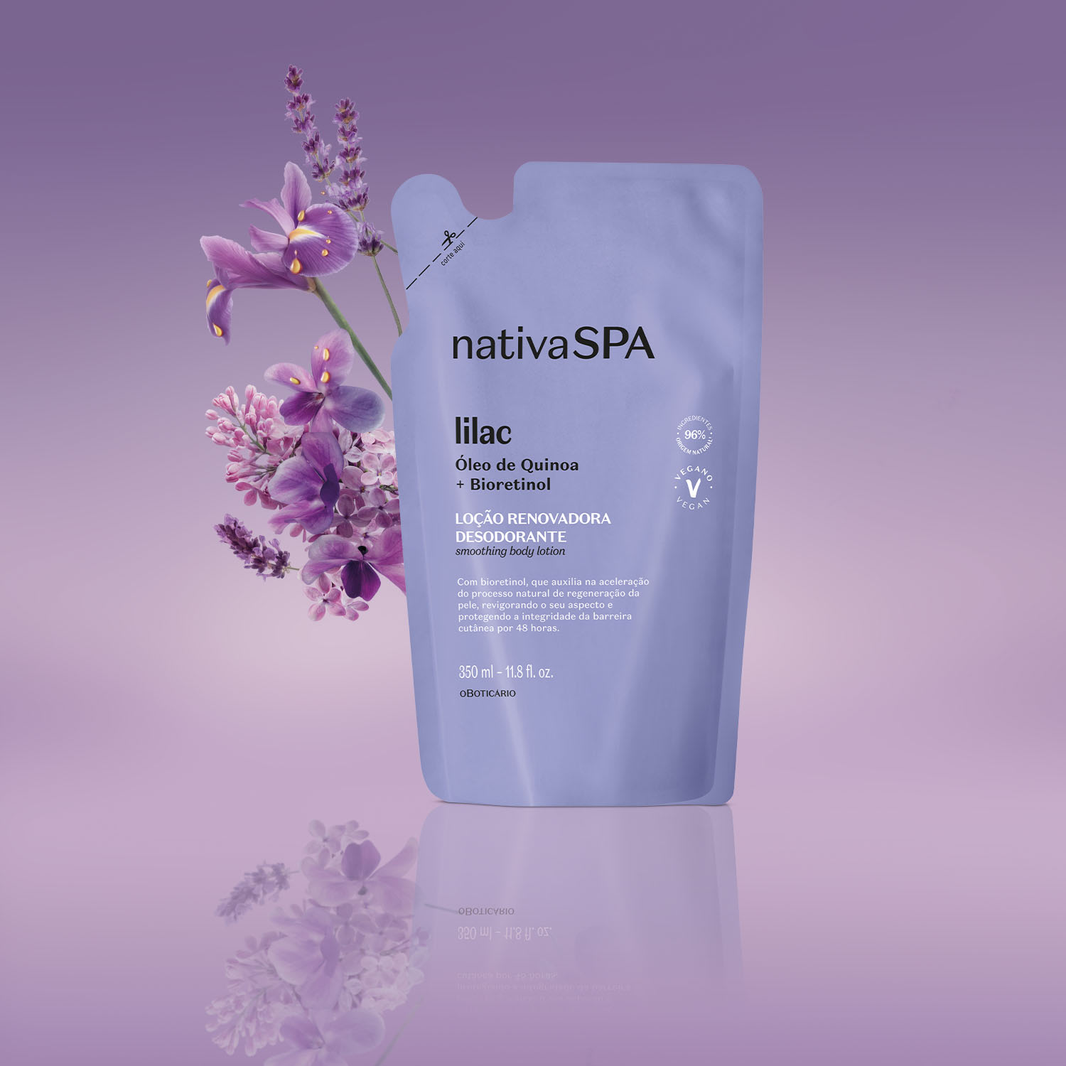 Refil Loção Renovadora Desodorante Hidratante Corporal Nativa Spa Lilac 350ml
