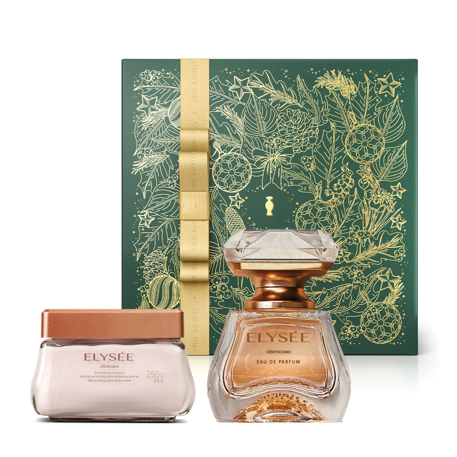 Combo Presente Elysée: Eau de Parfum 50ml + Creme Acetinado Hidratante Desodorante Corporal 250g + Caixa Presenteável