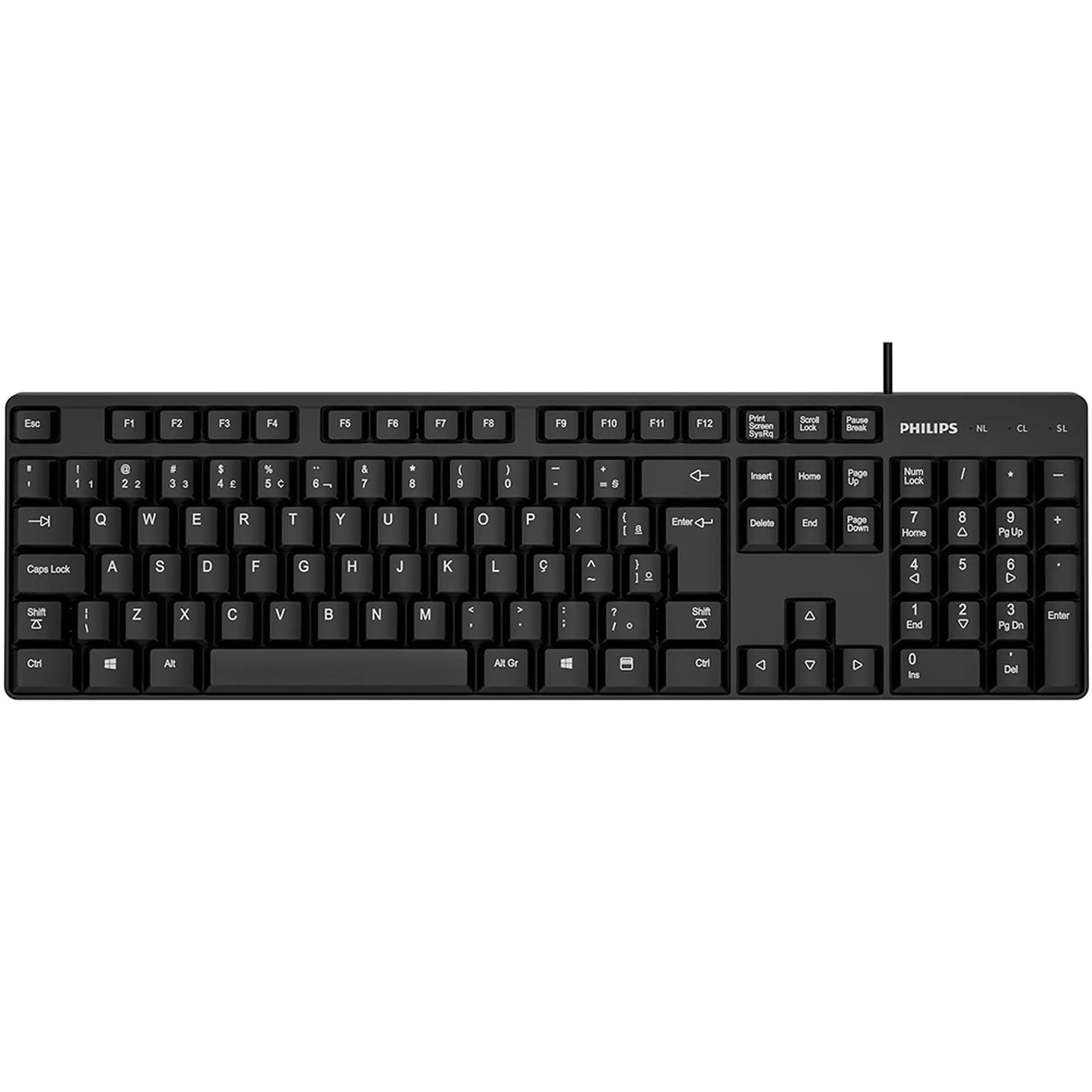 Teclado com Fio Philips SPK625 USB ABNT2 com 107 Teclas - Preto