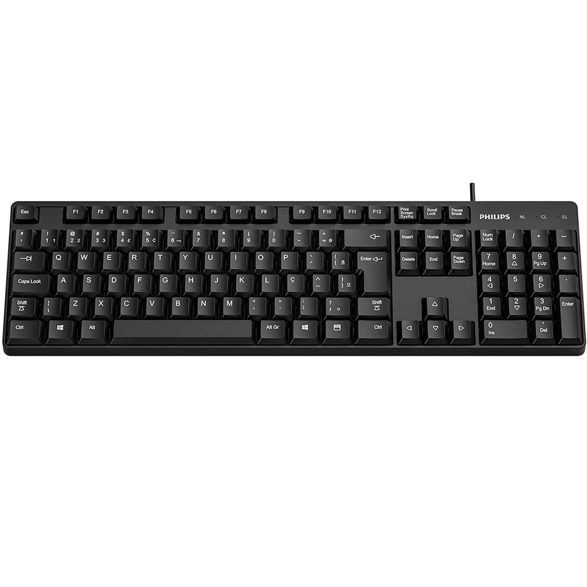 Teclado com Fio Philips SPK625 USB ABNT2 com 107 Teclas - Preto