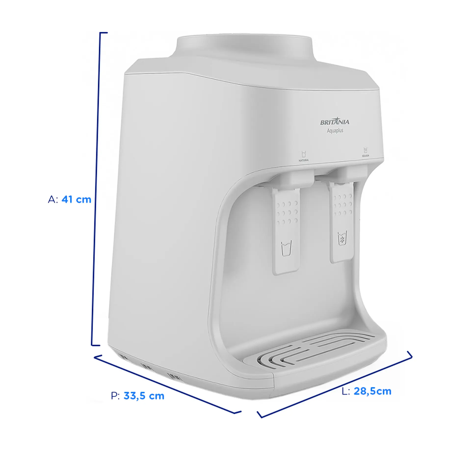 Bebedouro de Água Eletrônico para Galão de 10 e 20L Britânia BBE13B Aquaplus - Branco - Bivolt