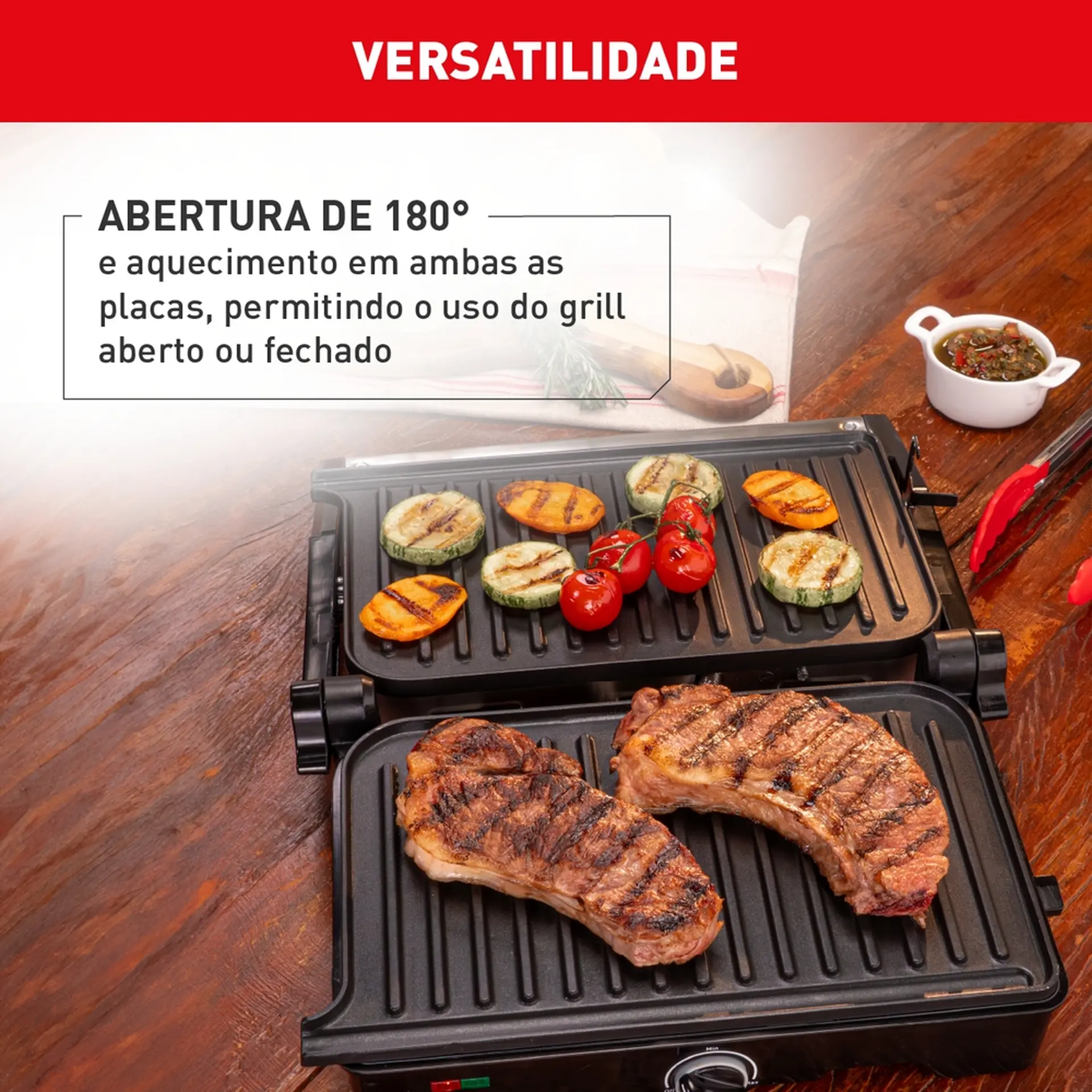 Grill Sanduicheira Arno GNOX Dual Abertura 180º 1100W - Inox - 110 Volts