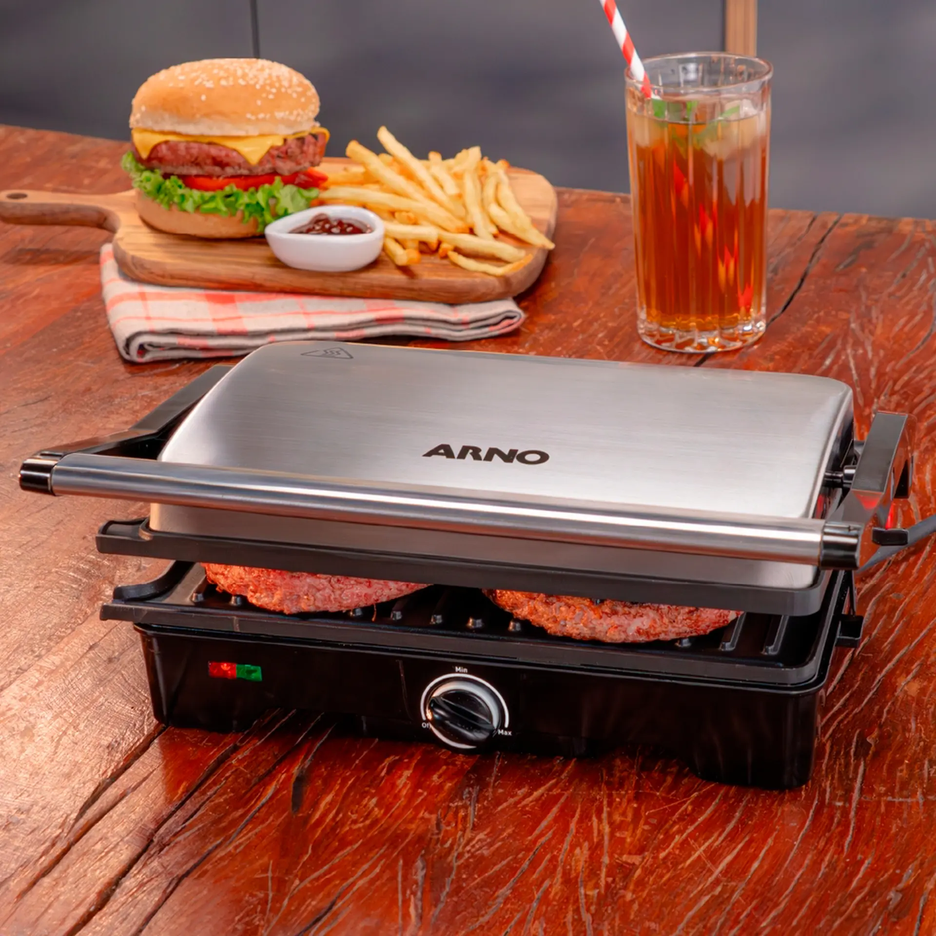 Grill Sanduicheira Arno GNOX Dual Abertura 180º 1100W - Inox - 110 Volts
