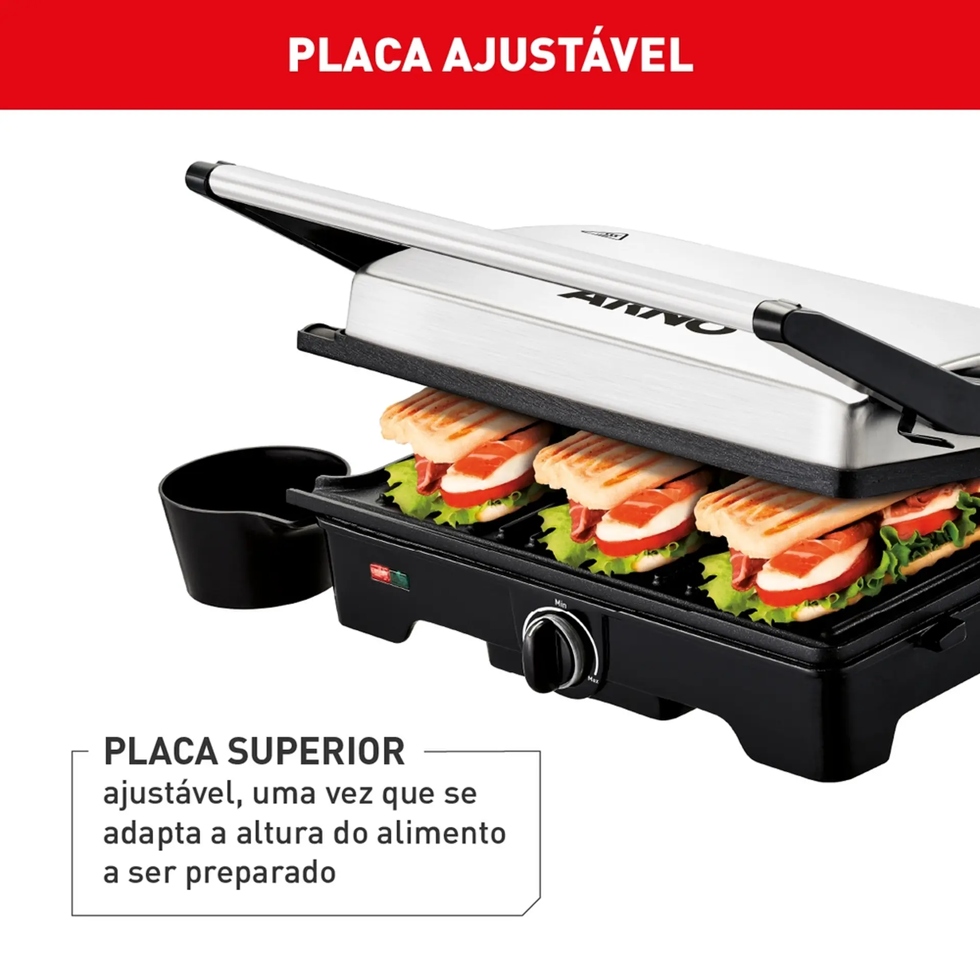 Grill Sanduicheira Arno GNOX Dual Abertura 180º 1100W - Inox - 110 Volts
