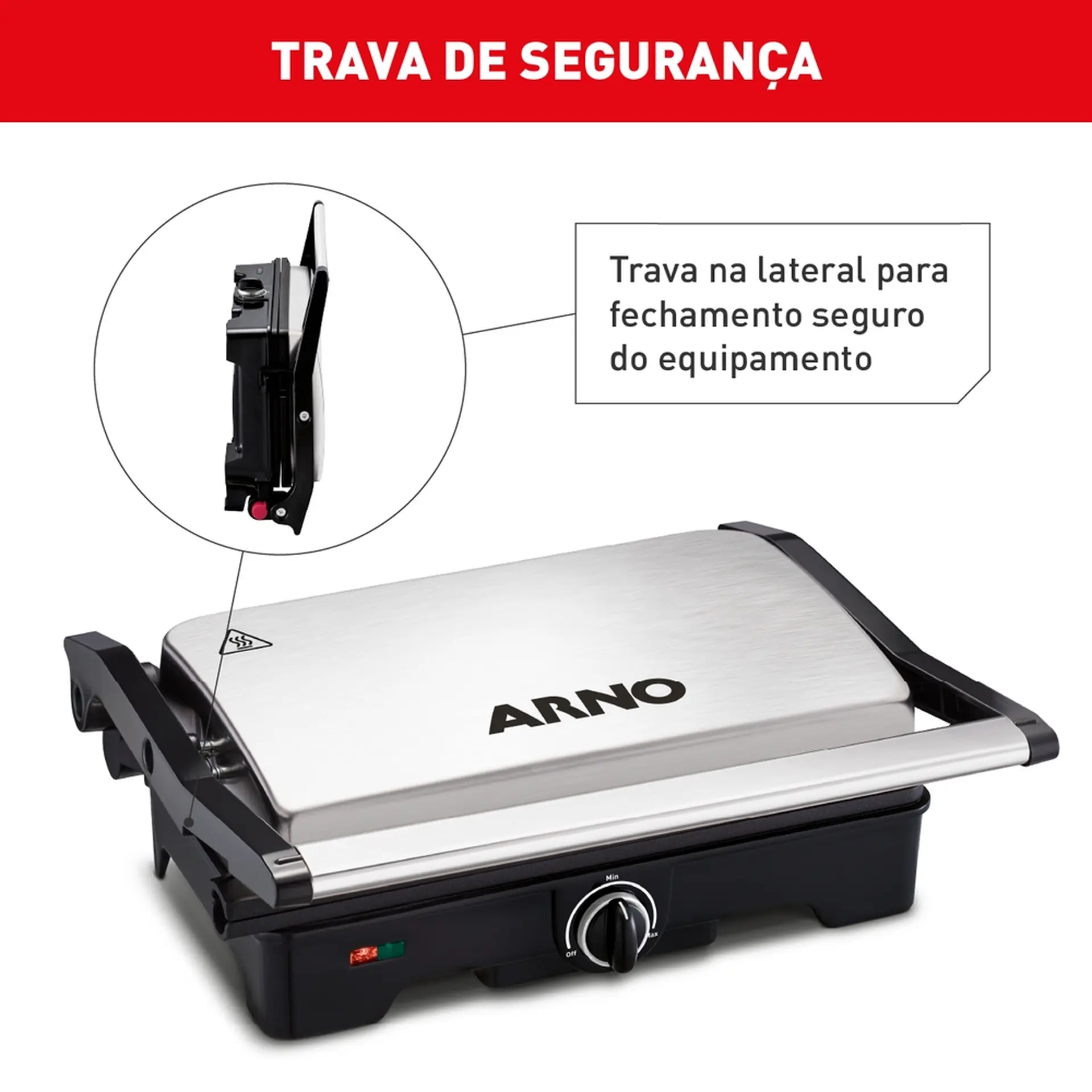 Grill Sanduicheira Arno GNOX Dual Abertura 180º 1100W - Inox - 110 Volts