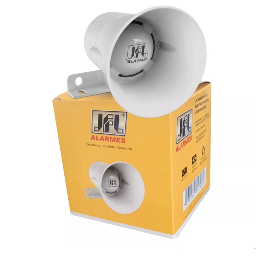 Sirene Piezoelétrica JFL 12V 120dB Branco - SIR-120BCO