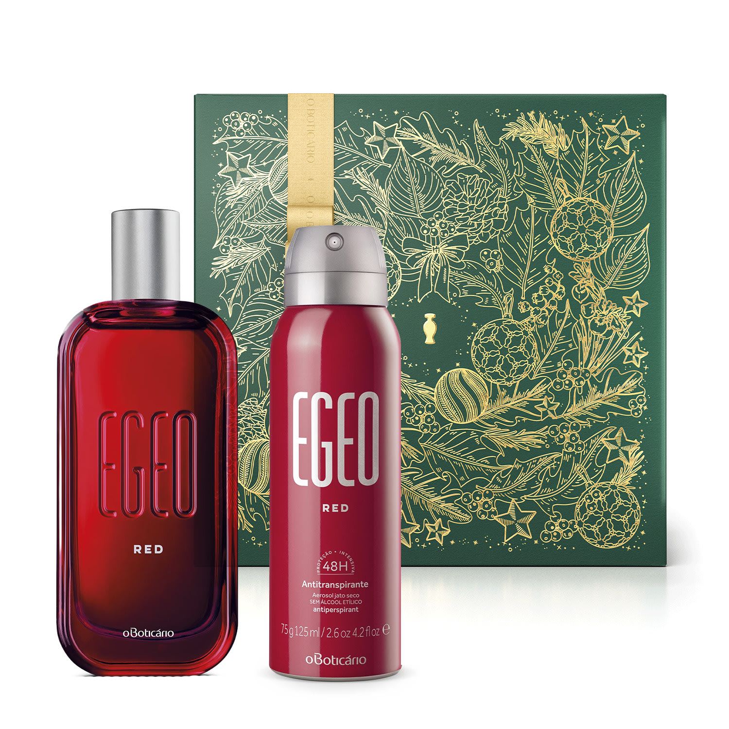 Combo Presente Egeo Red: Desodorante Colônia 90ml + Desodorante Antitranspirante Aerossol 75g + Caixa Presenteável