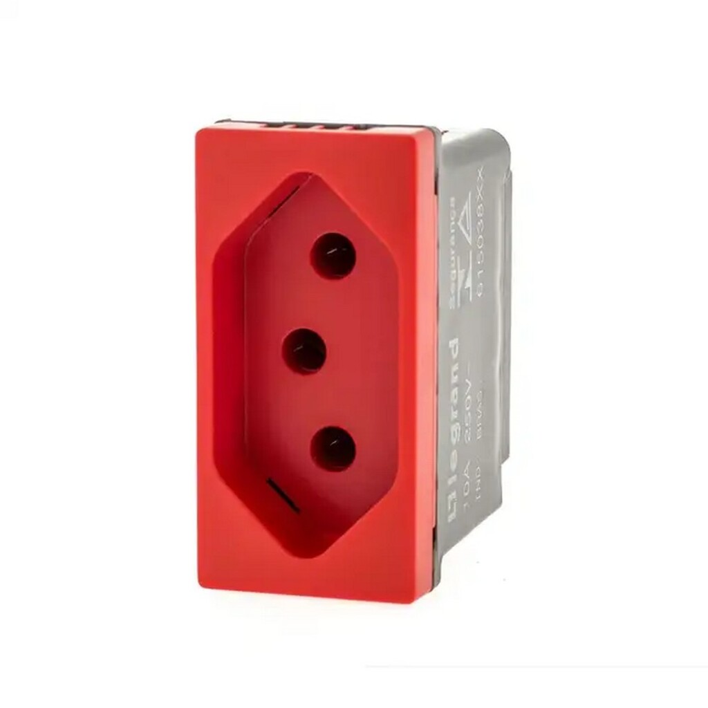 Tomada Módulo 2P+T 20A Pial Plus+ Legrand  Vermelho 615079VM