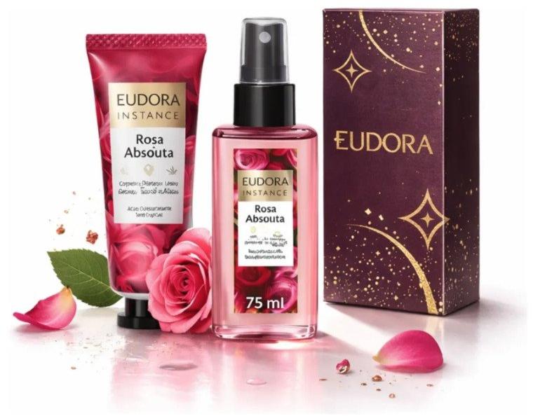 Kit Presente Eudora Instance Rosa Absoluta Body Spray + Creme Mãos