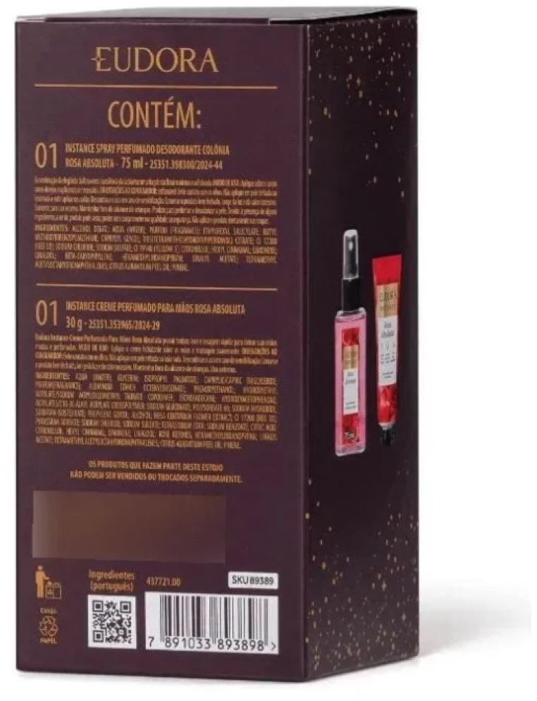 Kit Presente Eudora Instance Rosa Absoluta Body Spray + Creme Mãos