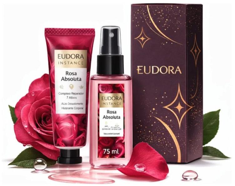 Kit Presente Eudora Instance Rosa Absoluta Body Spray + Creme Mãos