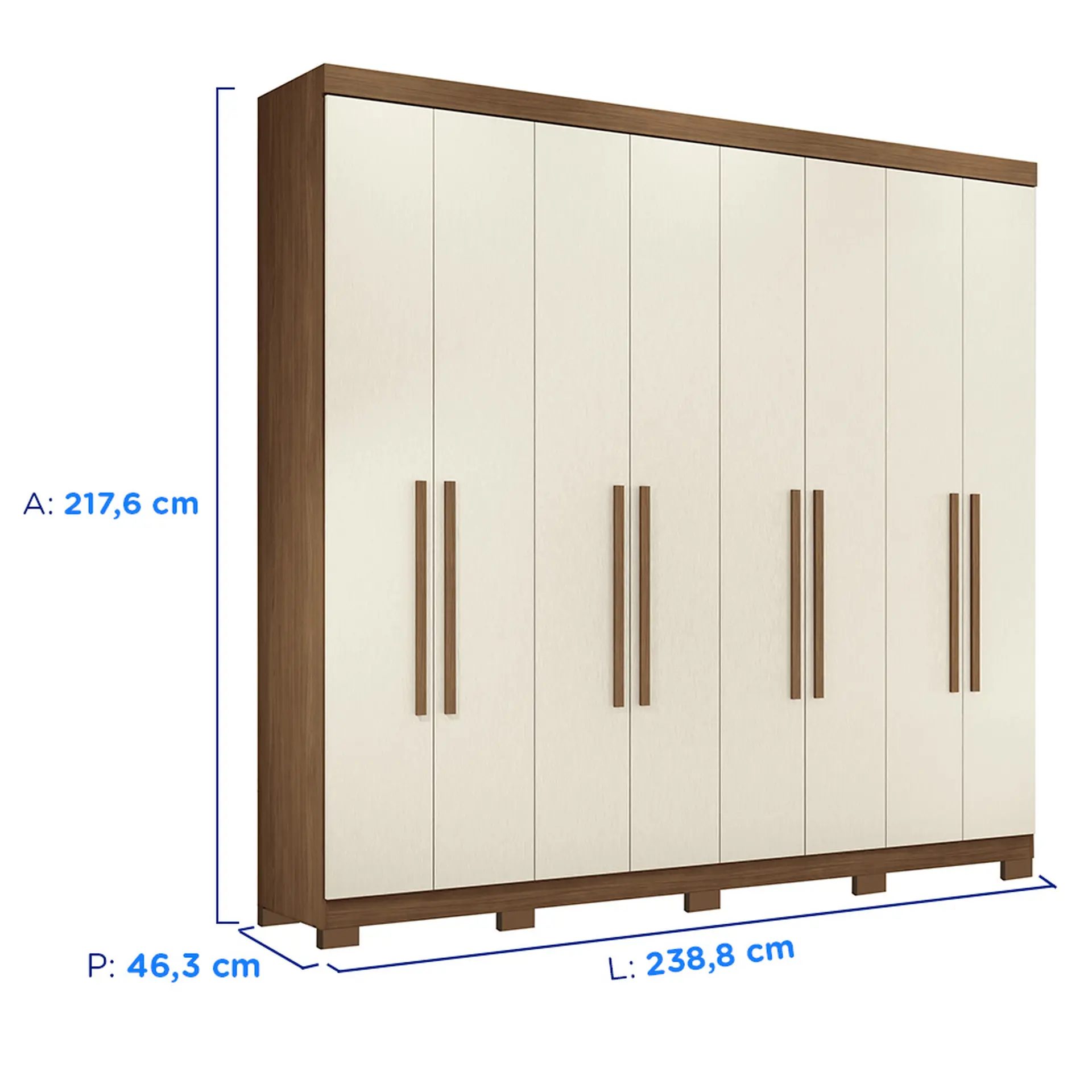 Guarda-Roupa Casal 8 Portas Bater 4 Gavetas Master Santos Andirá - Jatobá/Areia